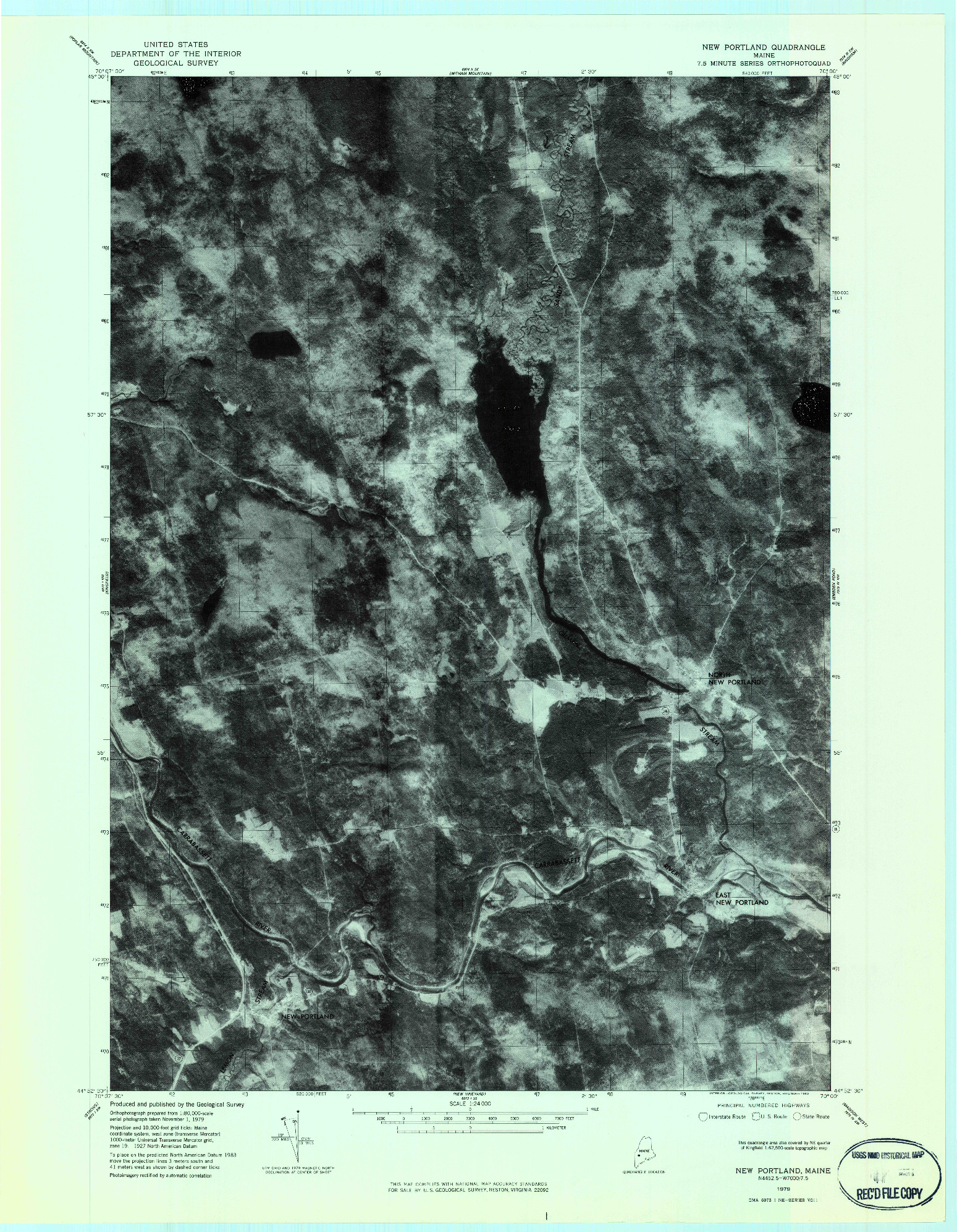 USGS 1:24000-SCALE QUADRANGLE FOR NEW PORTLAND, ME 1979