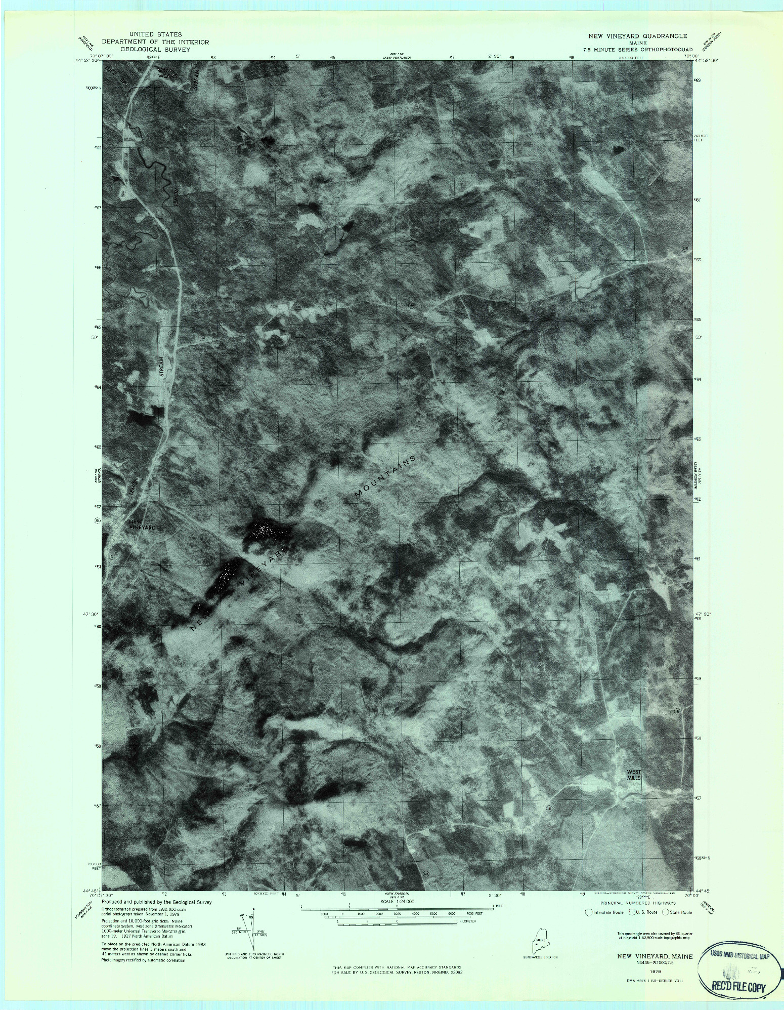 USGS 1:24000-SCALE QUADRANGLE FOR NEW VINEYARD, ME 1979