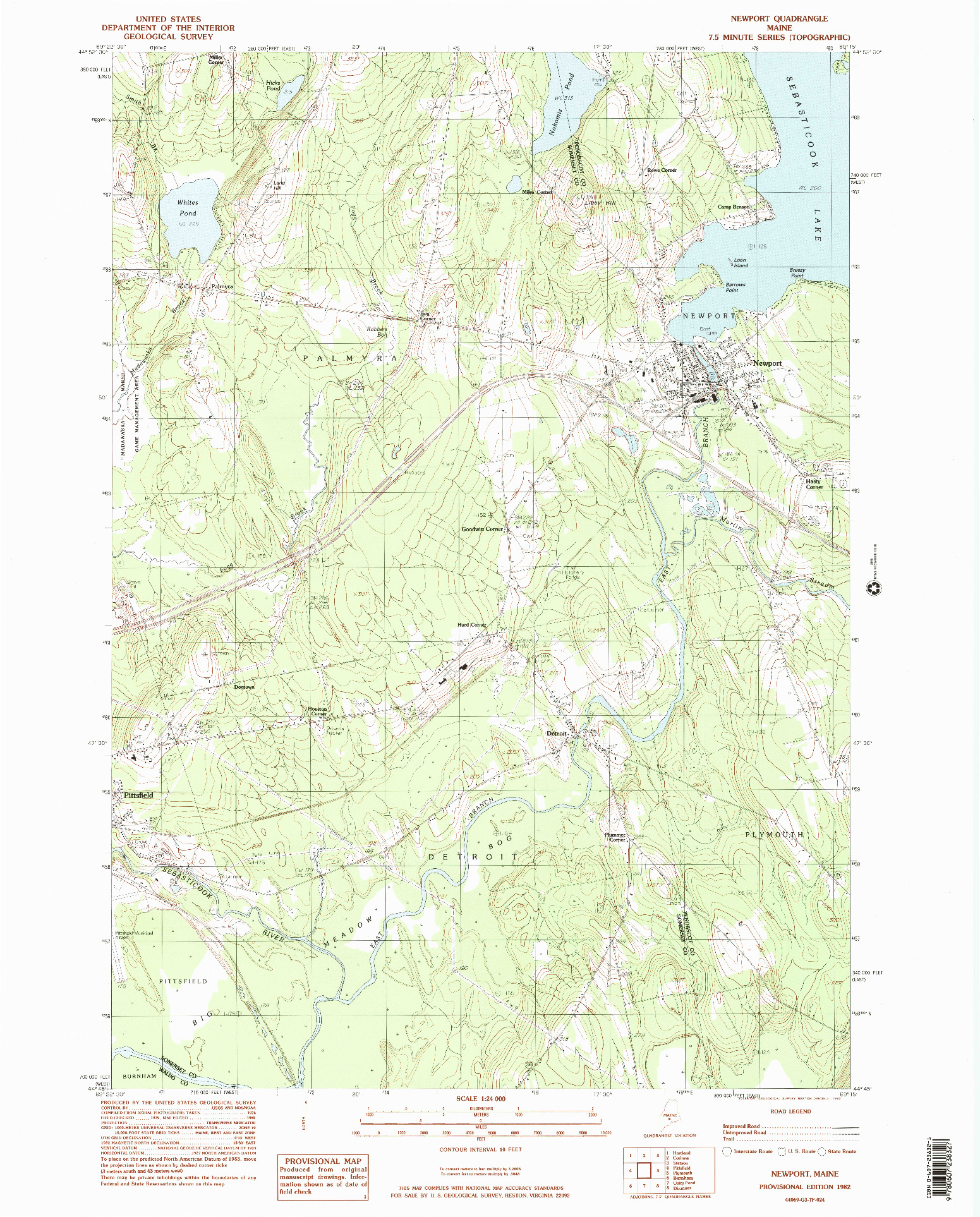 USGS 1:24000-SCALE QUADRANGLE FOR NEWPORT, ME 1982