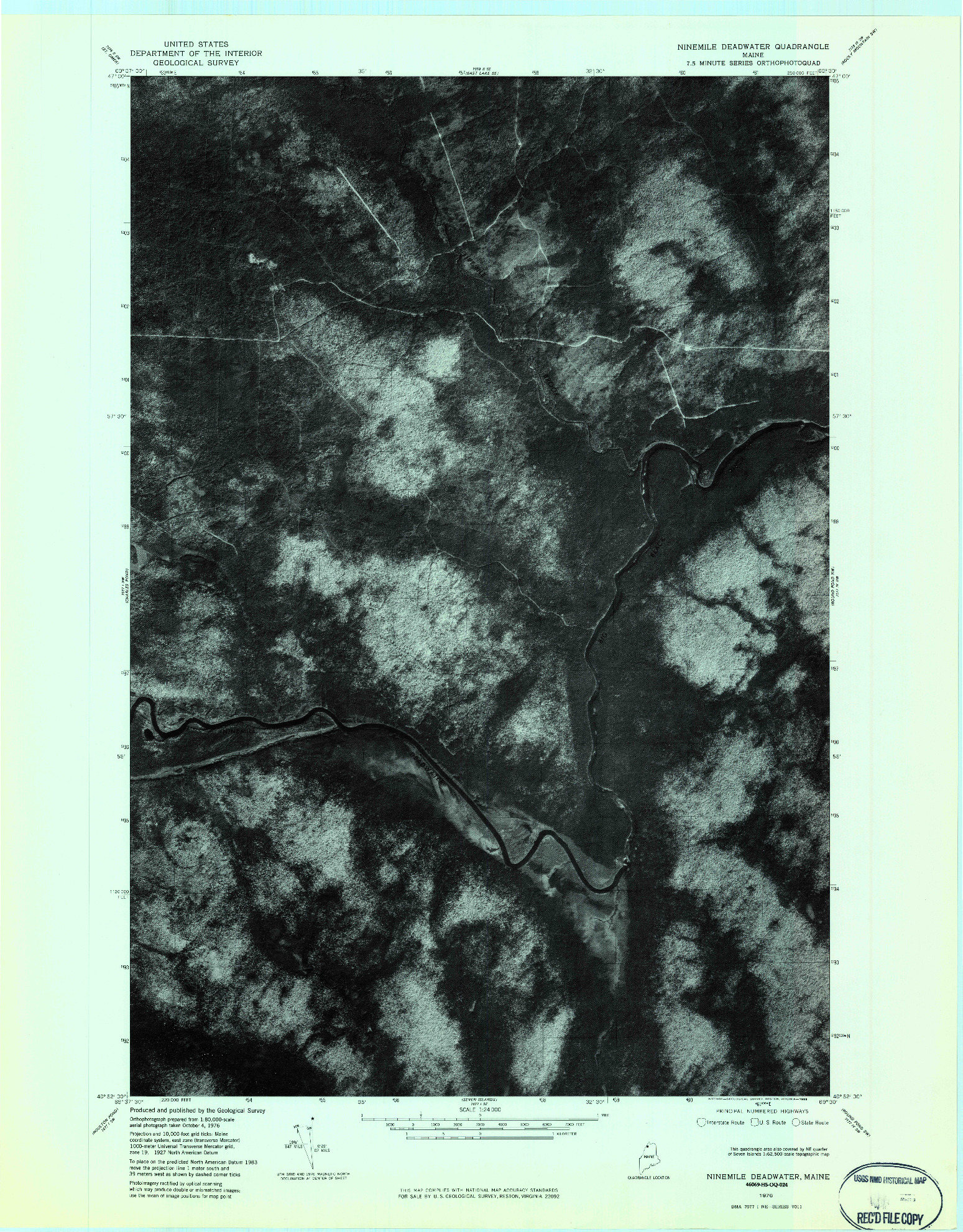 USGS 1:24000-SCALE QUADRANGLE FOR NINEMILE DEADWATER, ME 1976