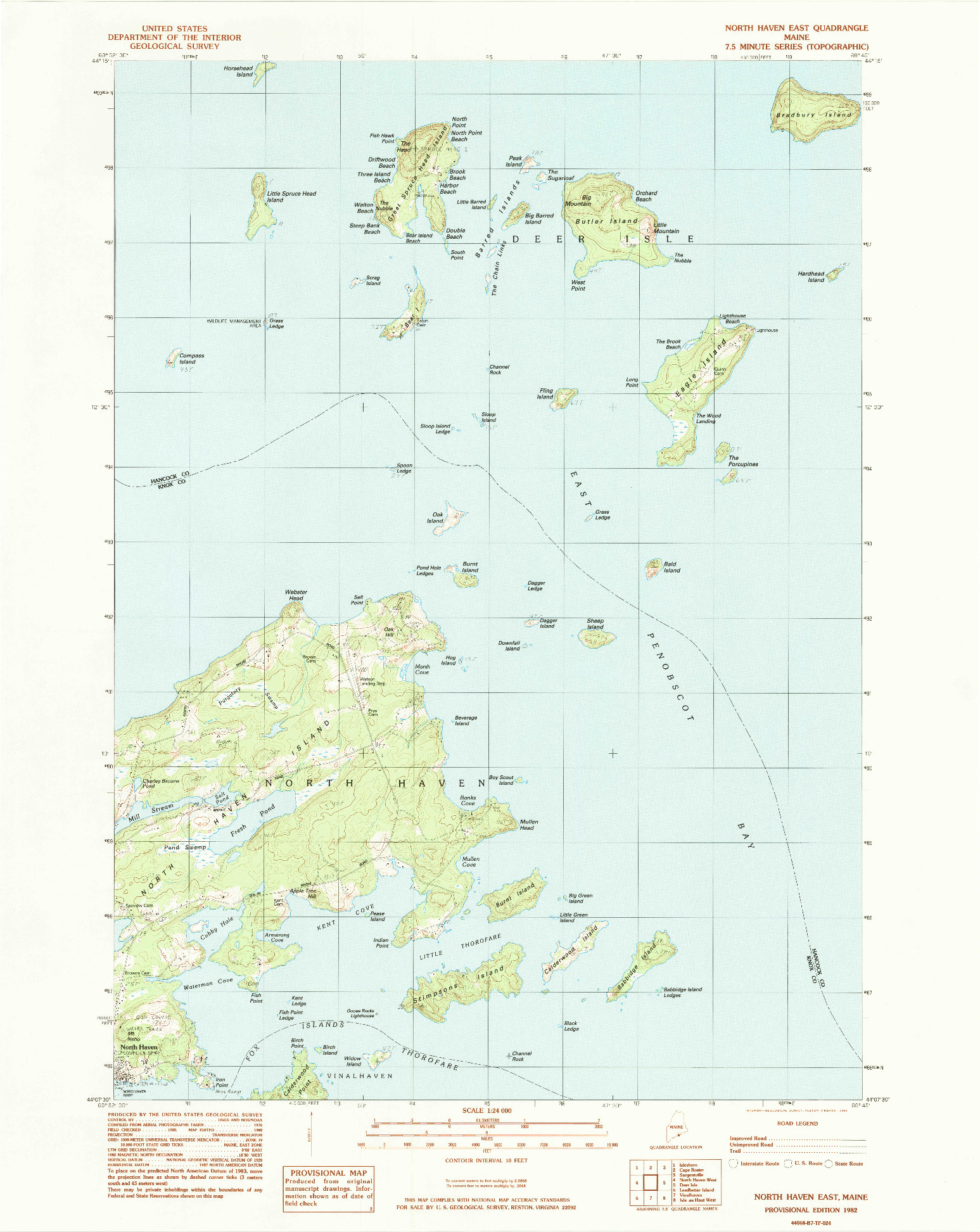 USGS 1:24000-SCALE QUADRANGLE FOR NORTH HAVEN EAST, ME 1982