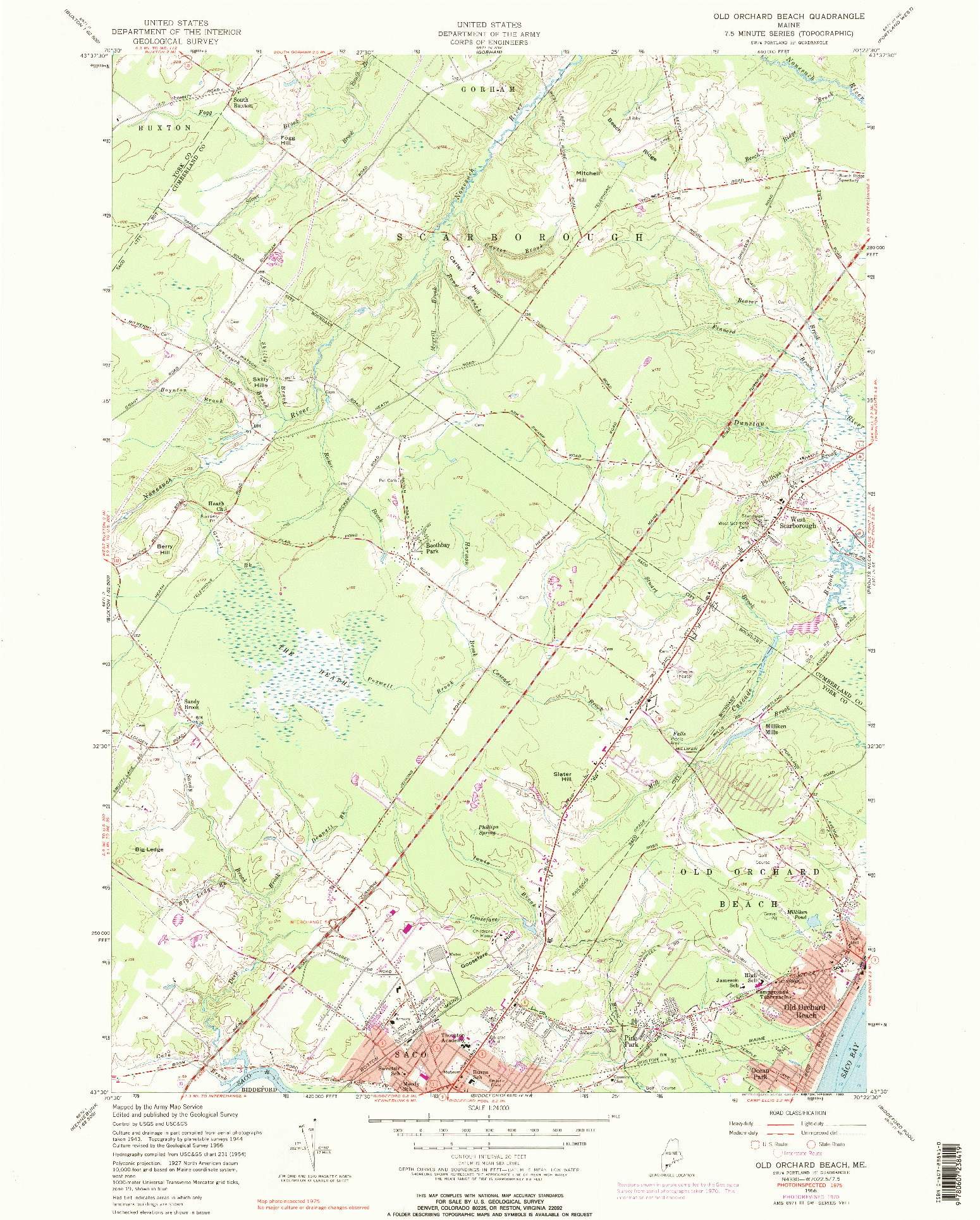 USGS 1:24000-SCALE QUADRANGLE FOR OLD ORCHARD BEACH, ME 1956