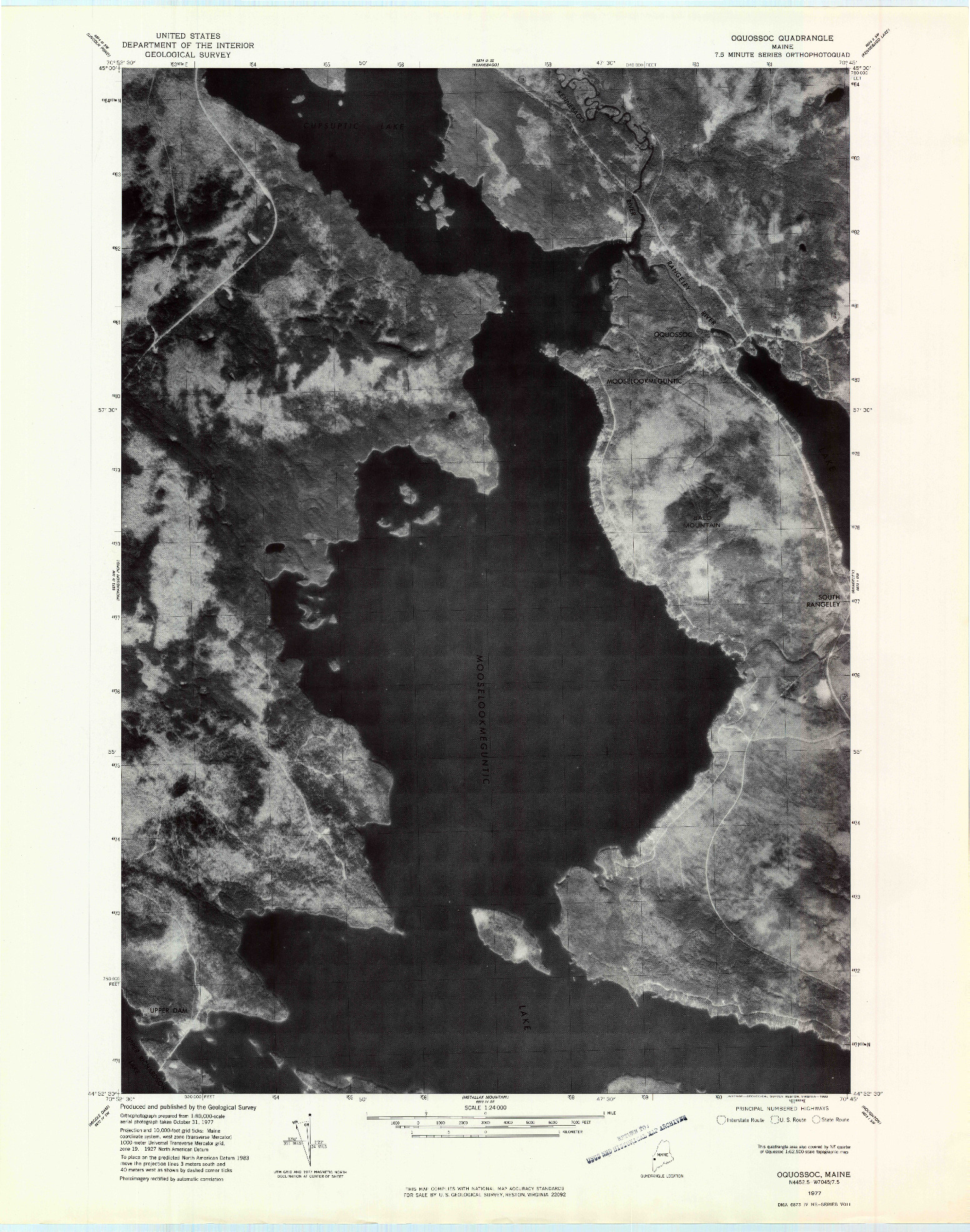USGS 1:24000-SCALE QUADRANGLE FOR OQUOSSOC, ME 1977
