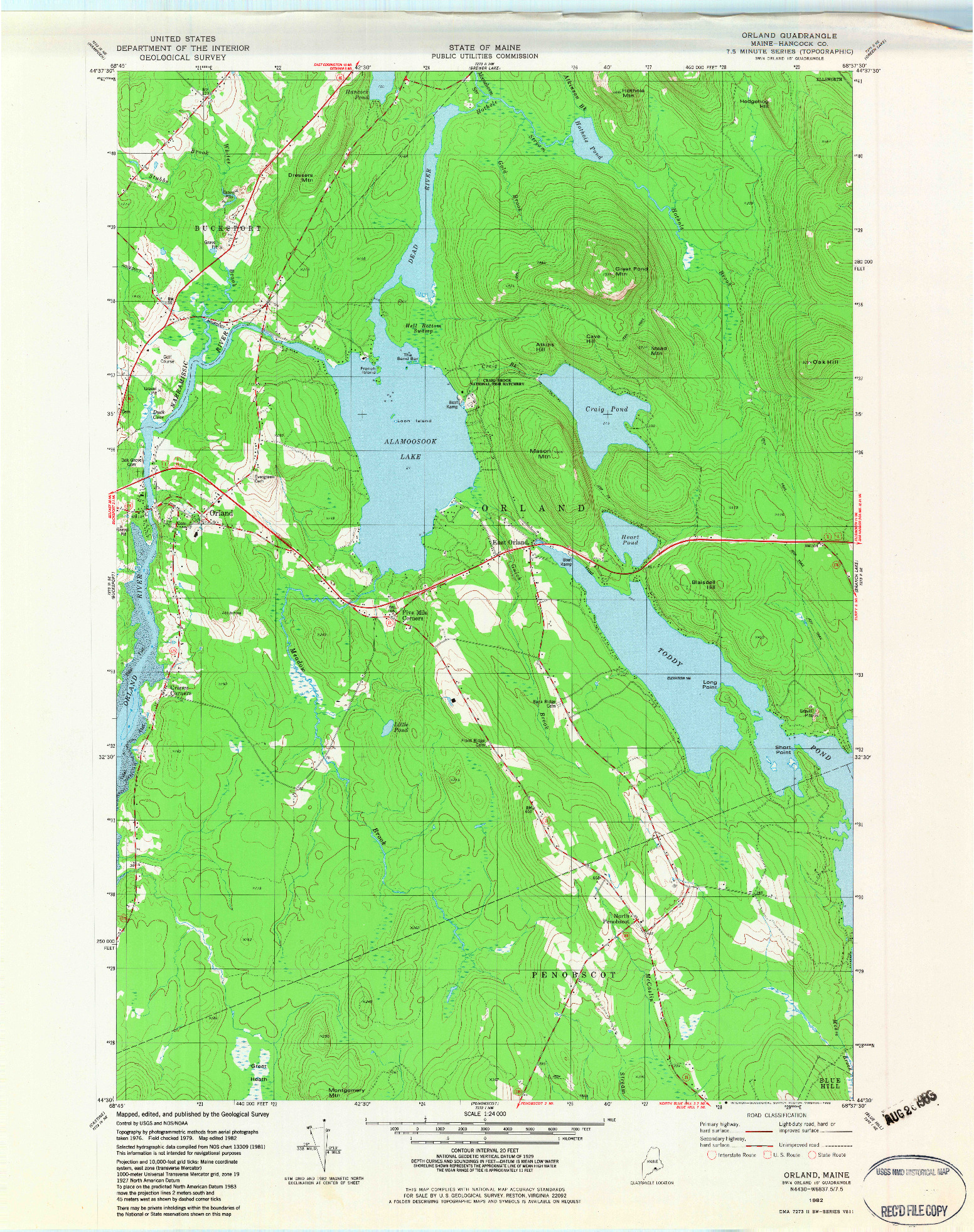 USGS 1:24000-SCALE QUADRANGLE FOR ORLAND, ME 1982