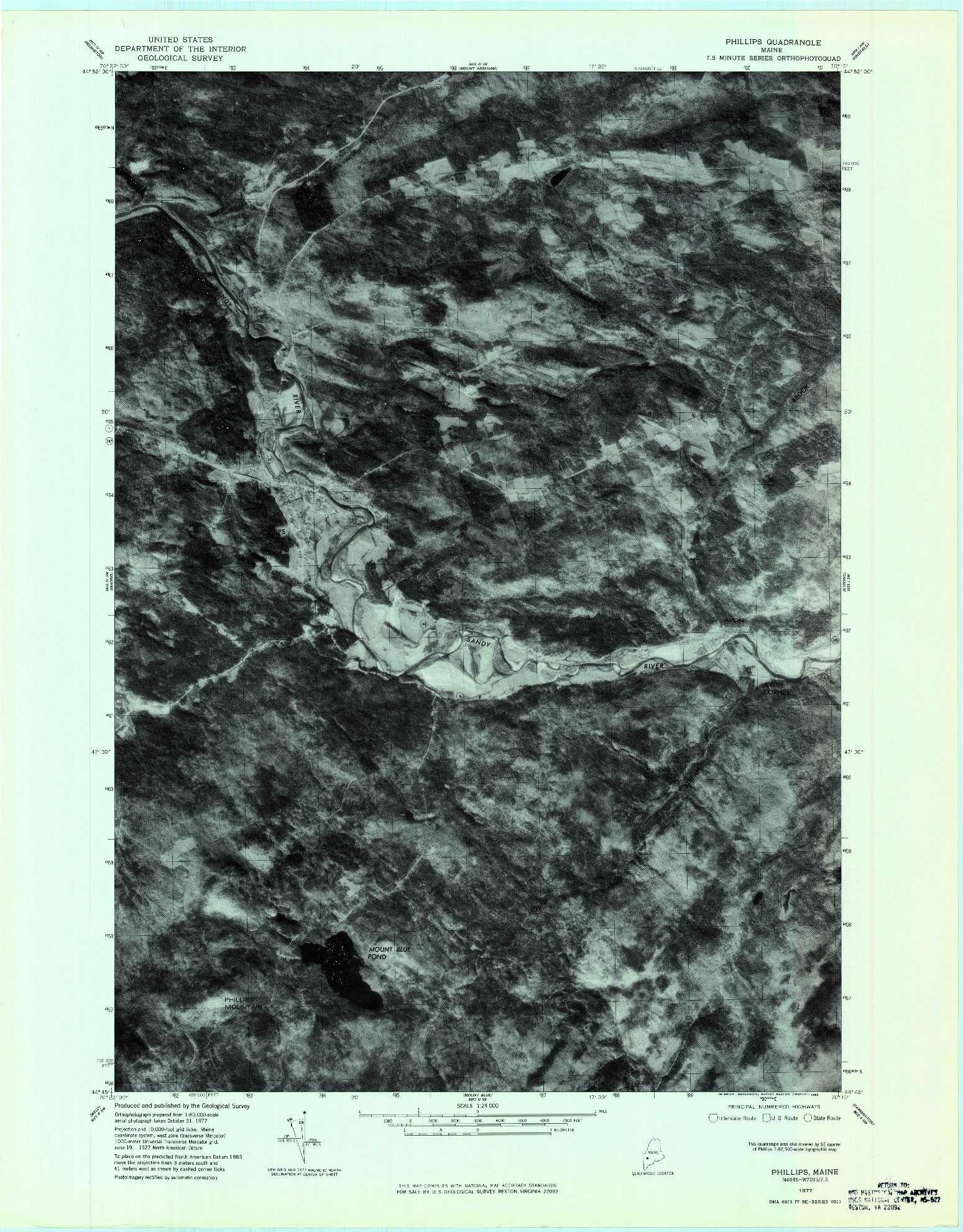 USGS 1:24000-SCALE QUADRANGLE FOR PHILLIPS, ME 1977