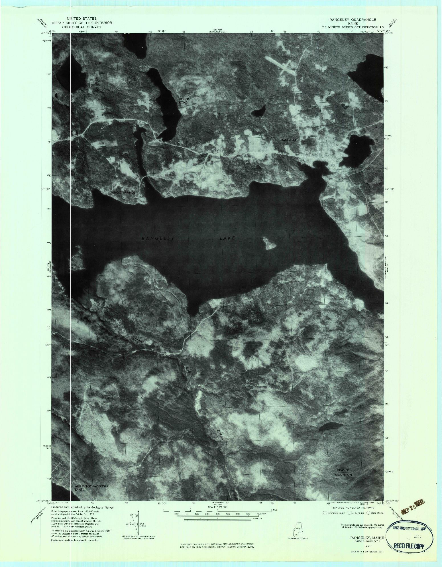 USGS 1:24000-SCALE QUADRANGLE FOR RANGELEY, ME 1977