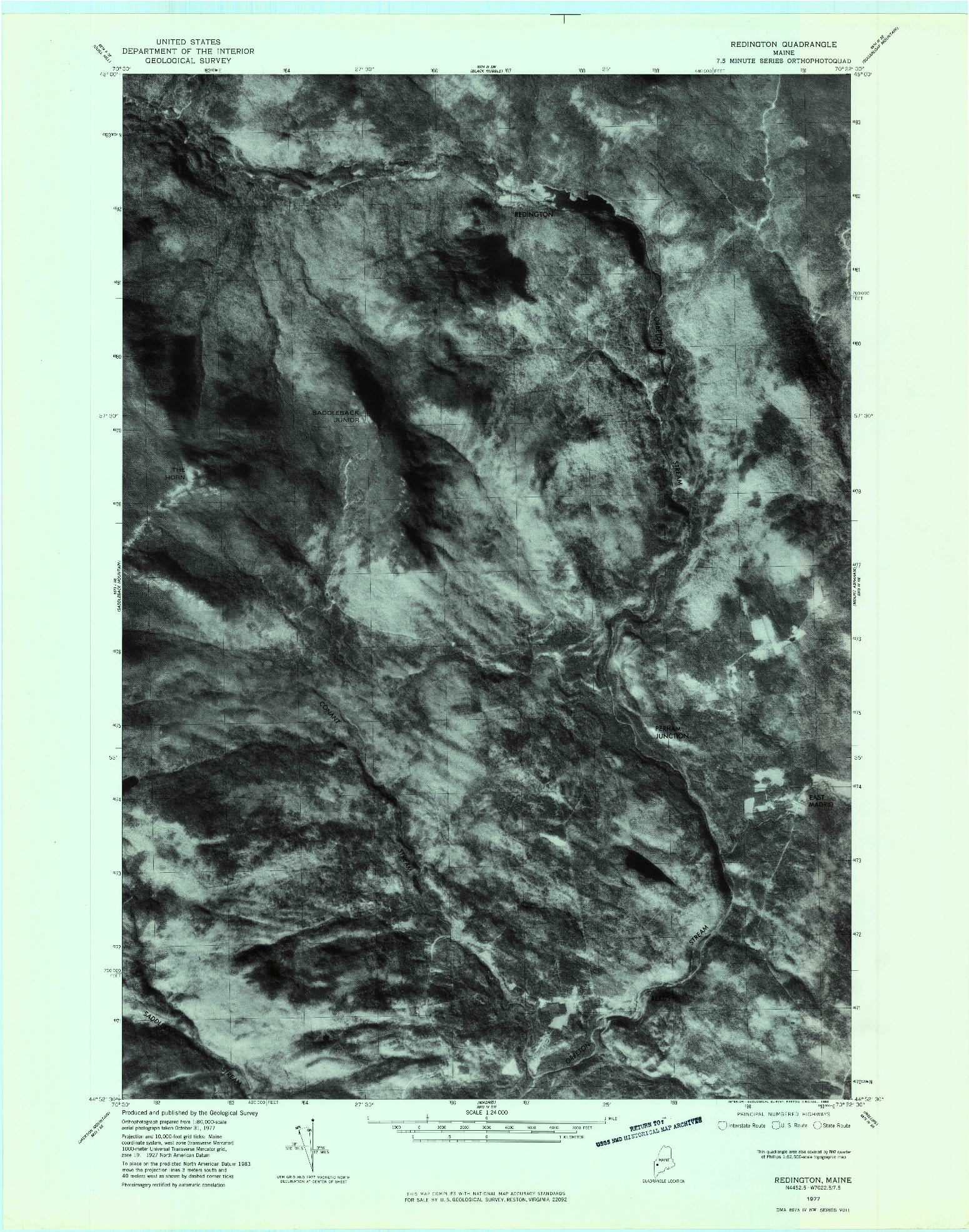 USGS 1:24000-SCALE QUADRANGLE FOR REDINGTON, ME 1977