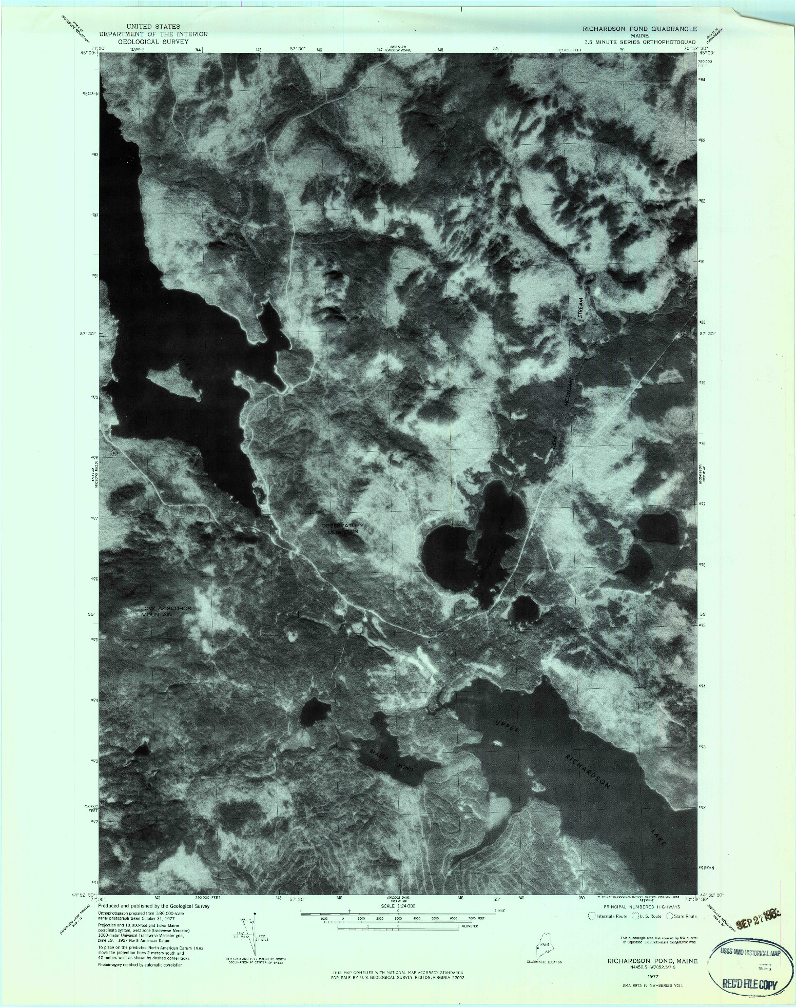 USGS 1:24000-SCALE QUADRANGLE FOR RICHARDSON POND, ME 1977
