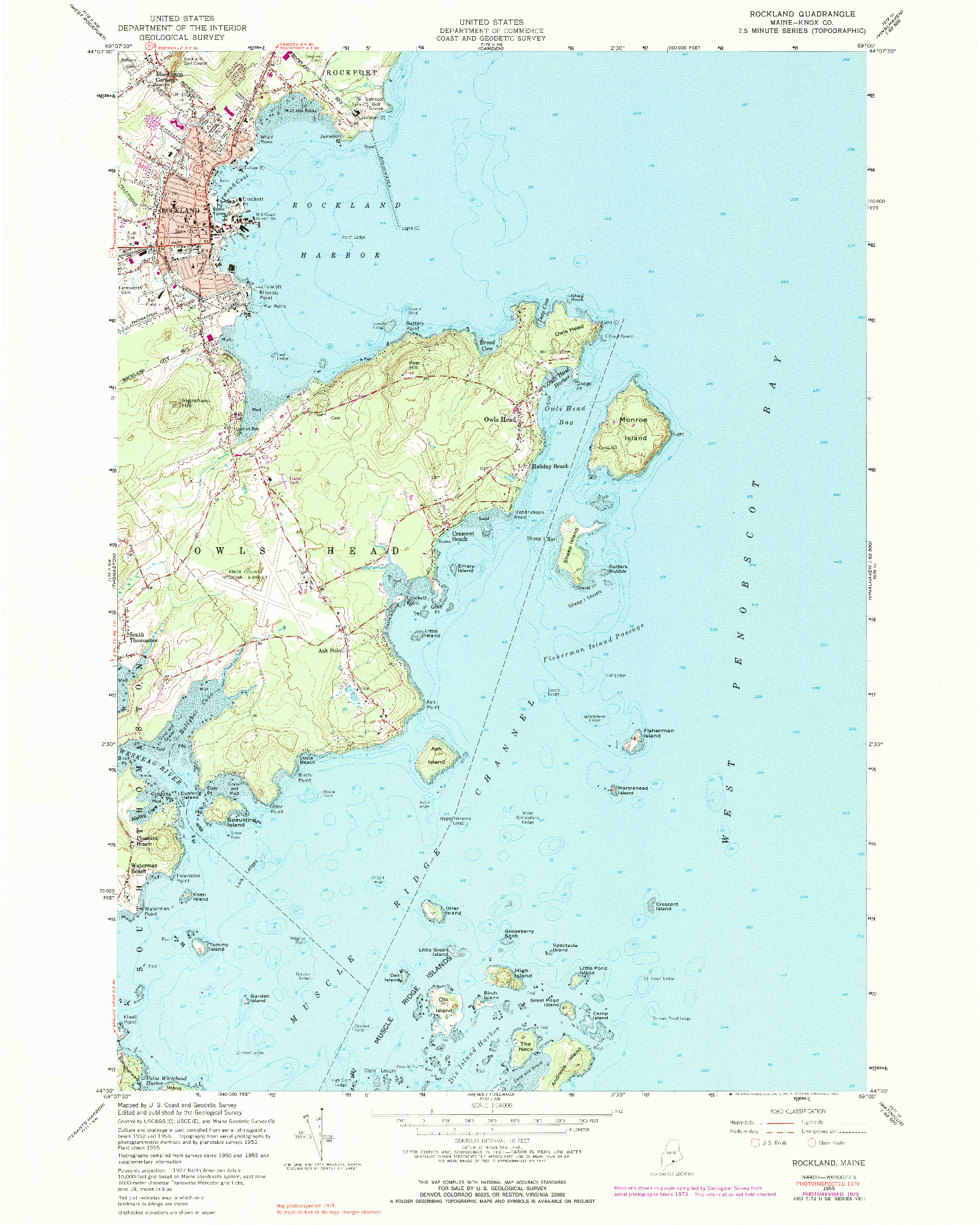USGS 1:24000-SCALE QUADRANGLE FOR ROCKLAND, ME 1955