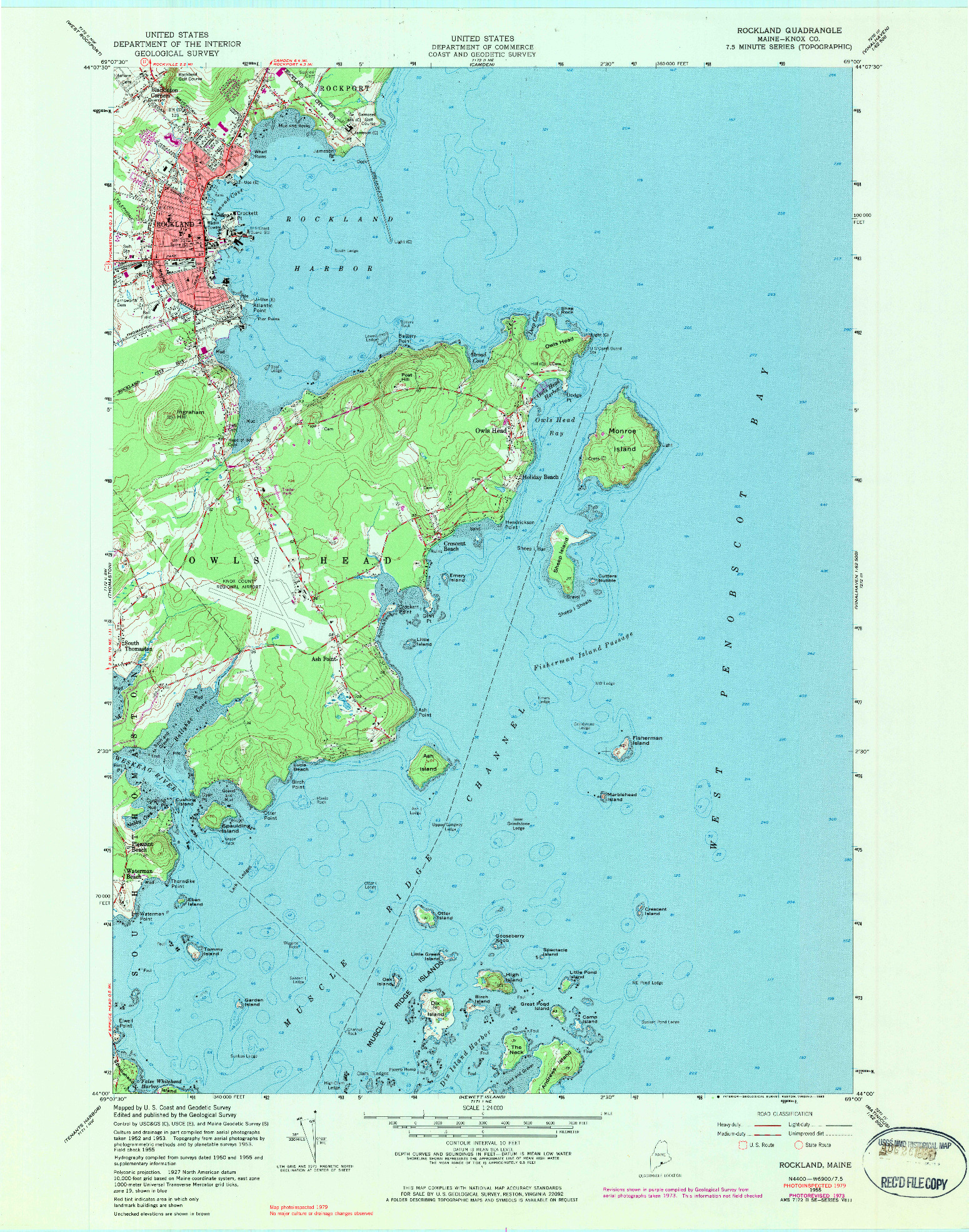 USGS 1:24000-SCALE QUADRANGLE FOR ROCKLAND, ME 1955