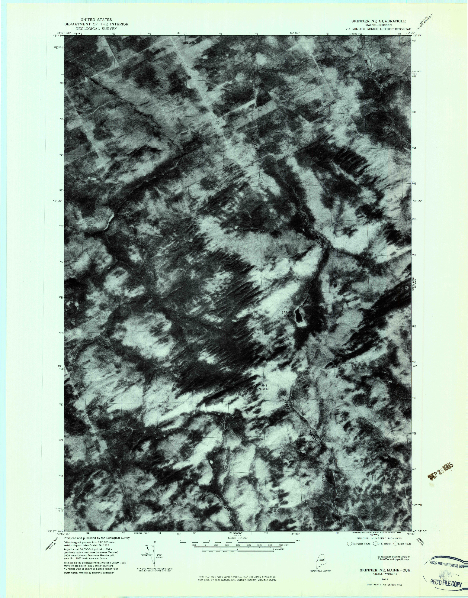 USGS 1:24000-SCALE QUADRANGLE FOR SKINNER NE, ME 1978