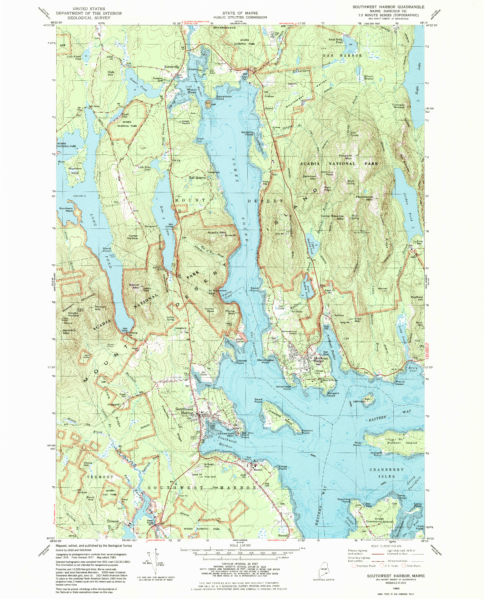 USGS 1:24000-SCALE QUADRANGLE FOR SOUTHWEST HARBOR, ME 1983