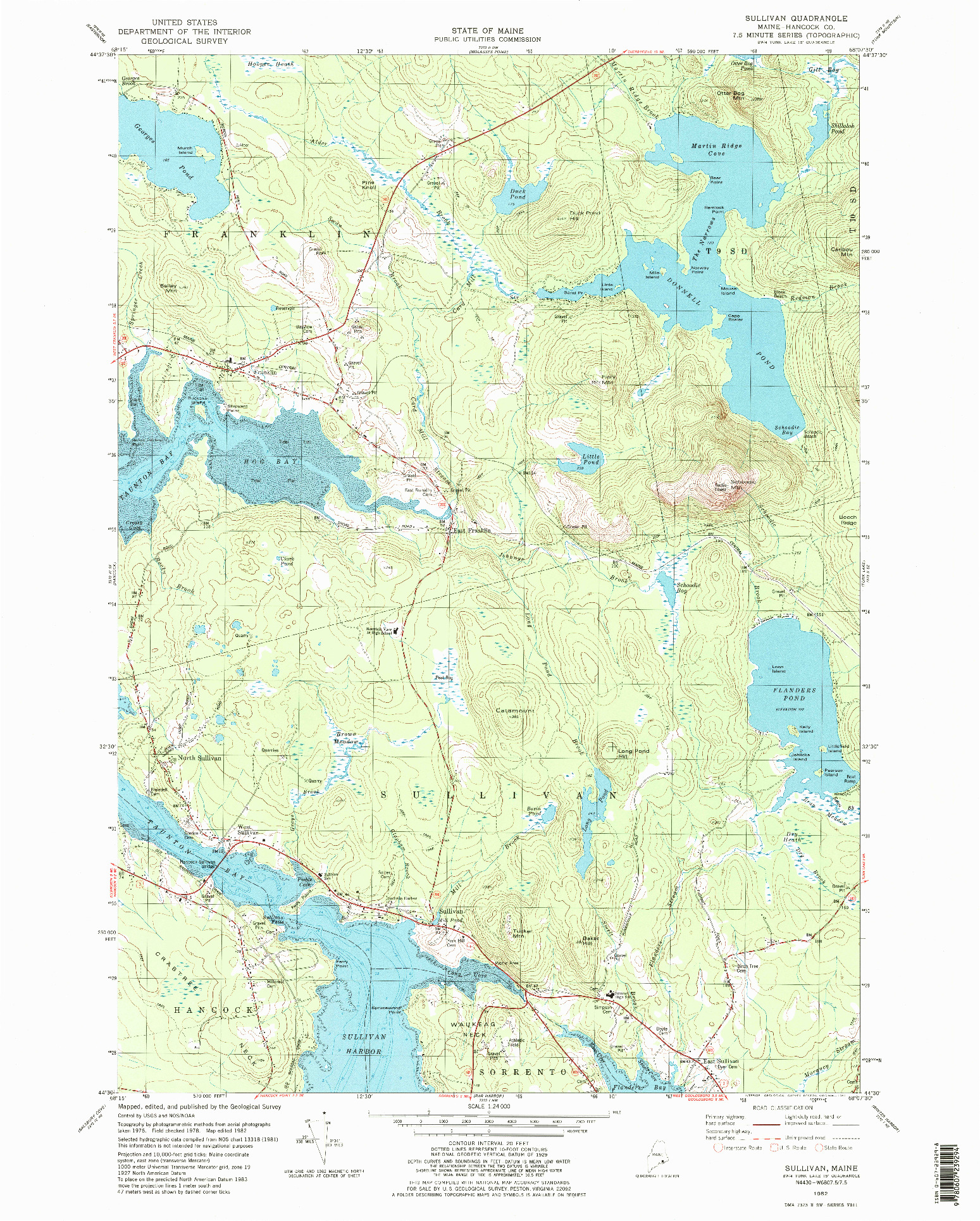 USGS 1:24000-SCALE QUADRANGLE FOR SULLIVAN, ME 1982