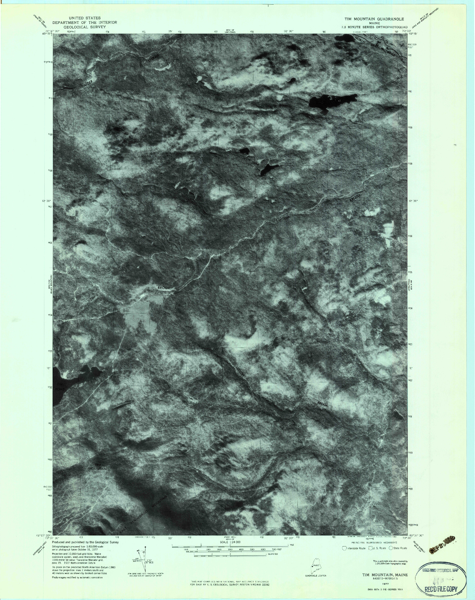 USGS 1:24000-SCALE QUADRANGLE FOR TIM MOUNTAIN, ME 1977