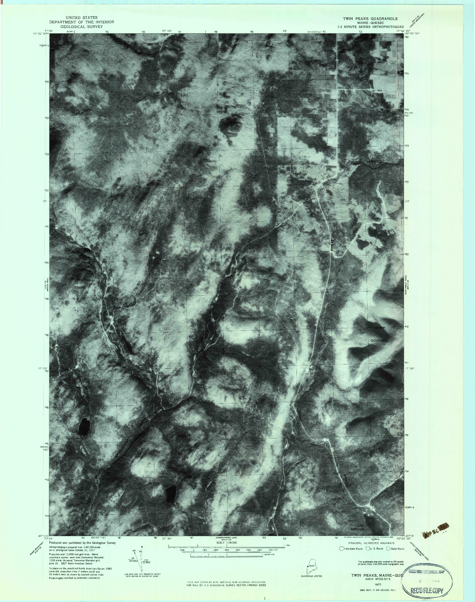 USGS 1:24000-SCALE QUADRANGLE FOR TWIN PEAKS, ME 1977