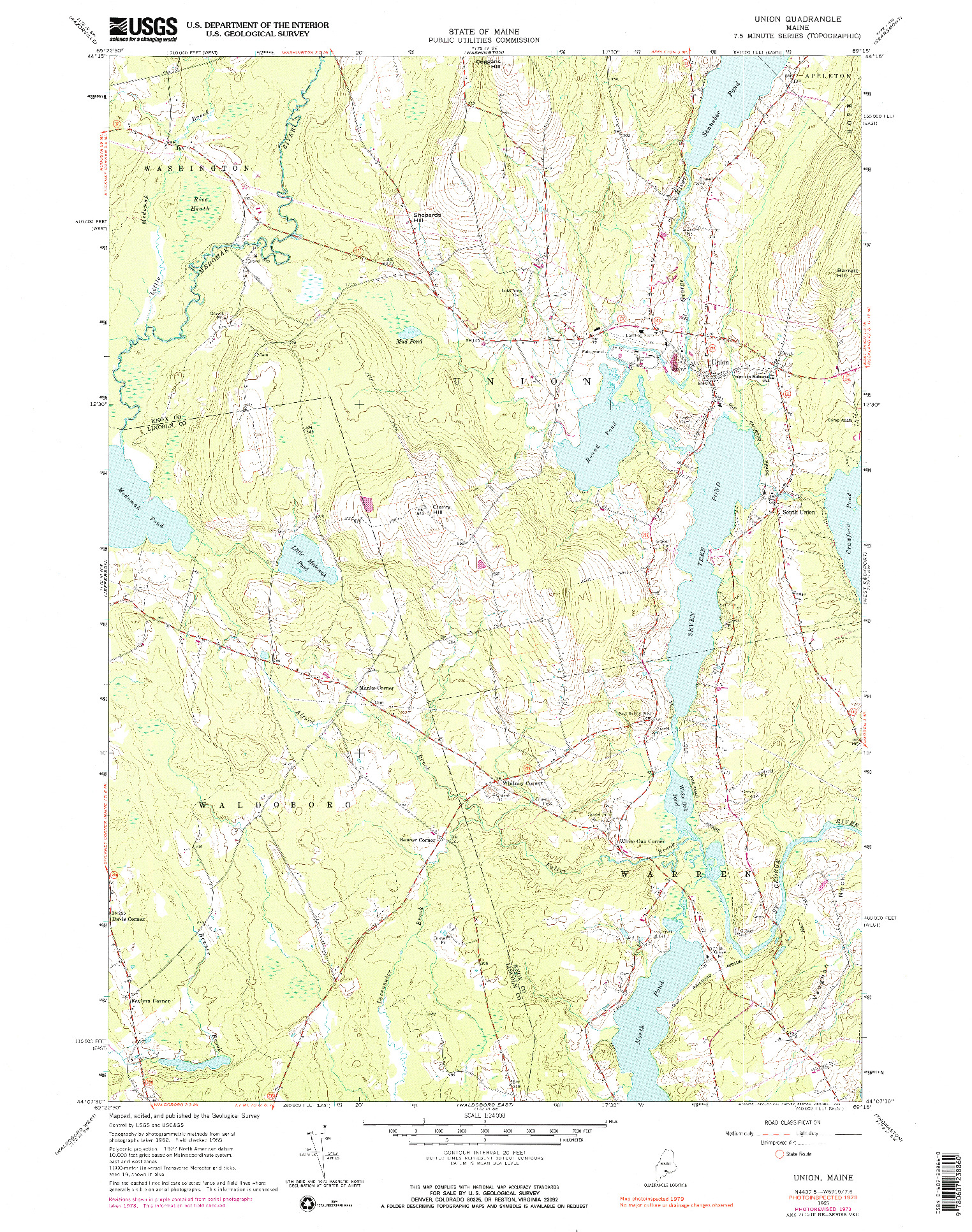 USGS 1:24000-SCALE QUADRANGLE FOR UNION, ME 1965