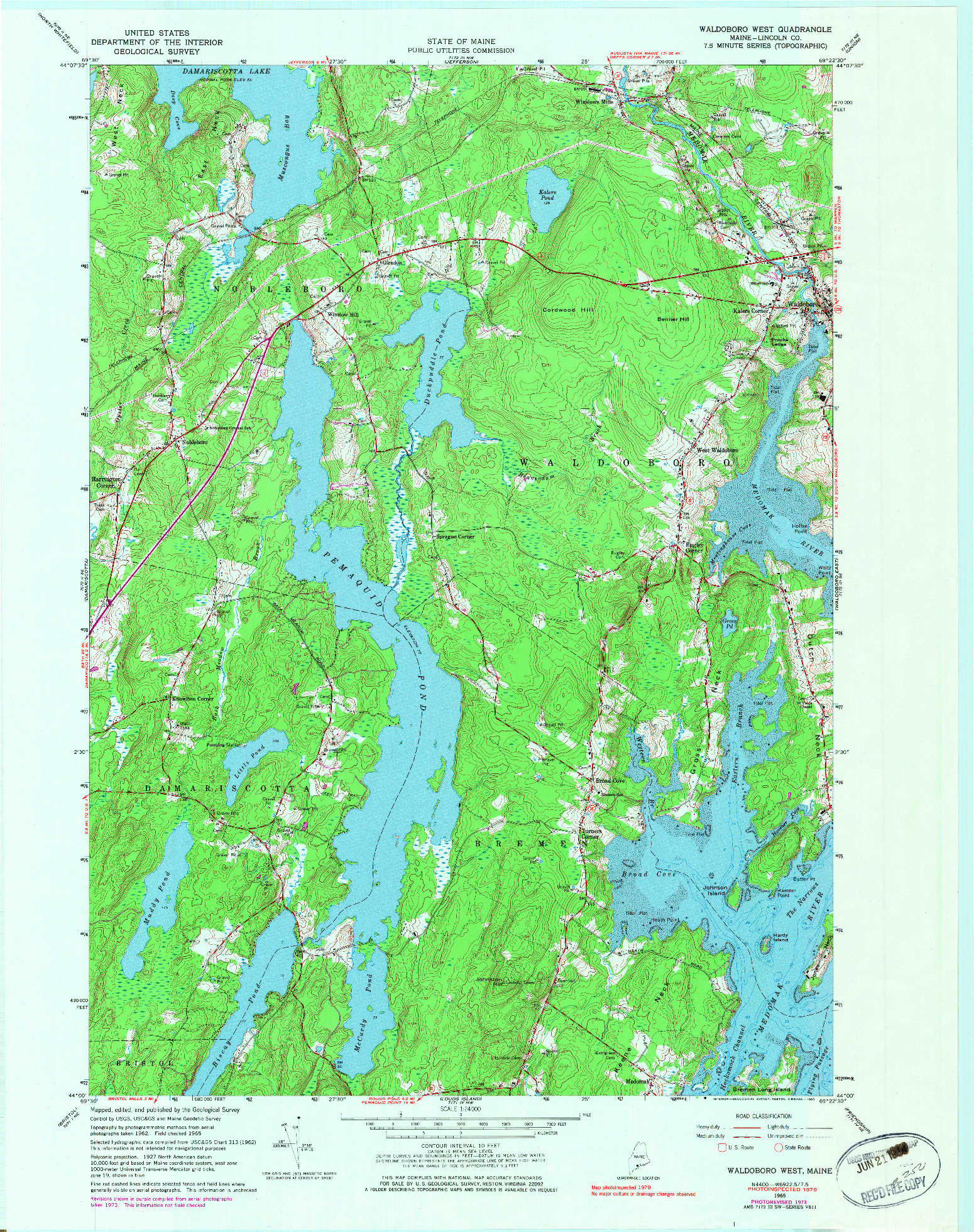 USGS 1:24000-SCALE QUADRANGLE FOR WALDOBORO WEST, ME 1965