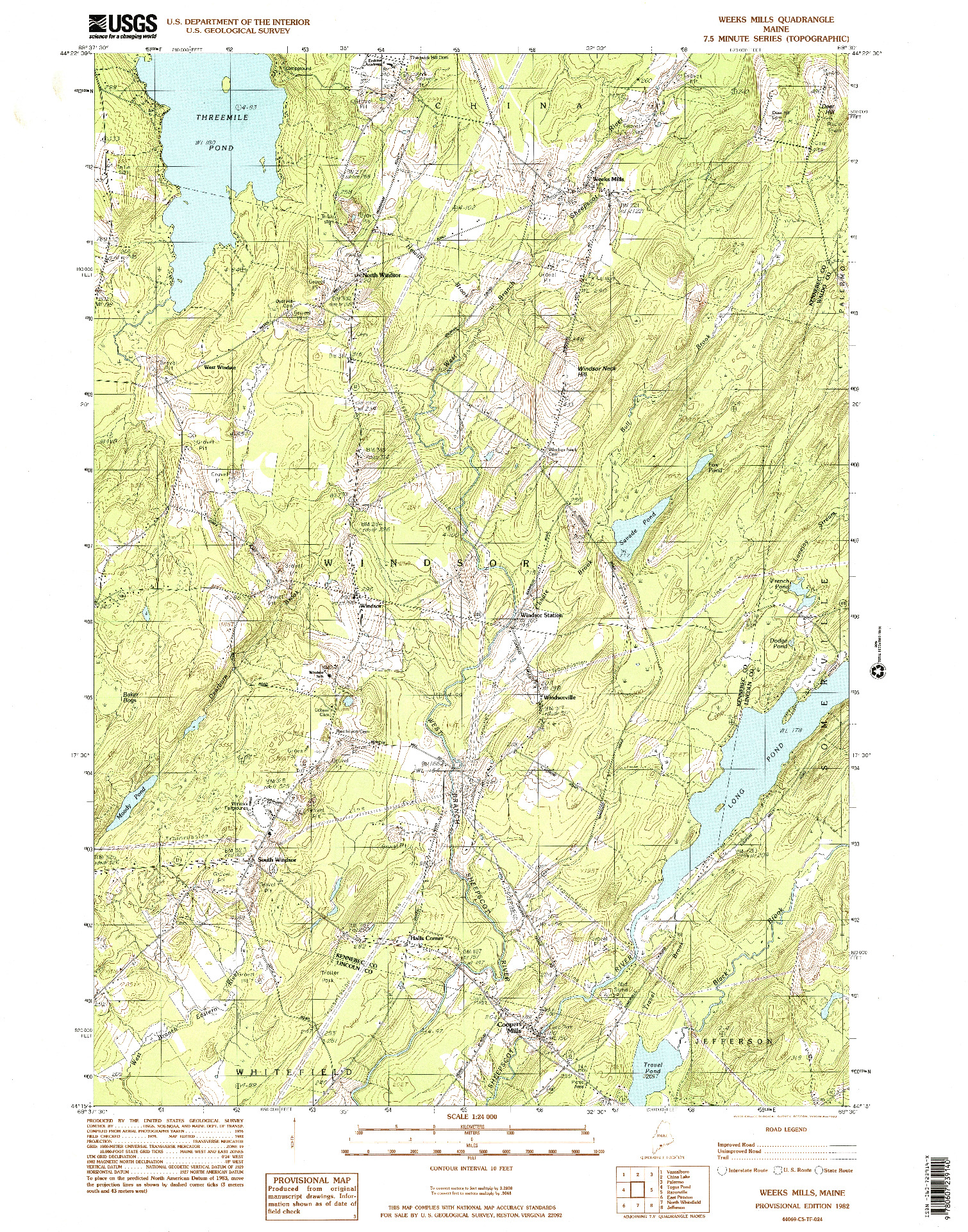 USGS 1:24000-SCALE QUADRANGLE FOR WEEKS MILLS, ME 1982