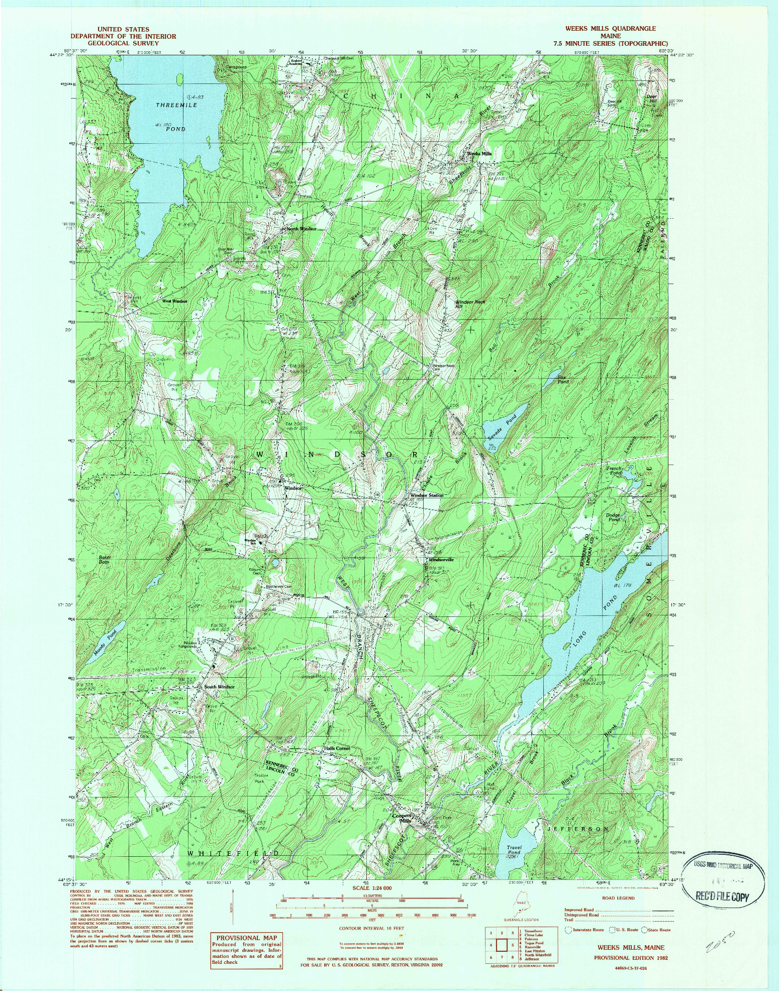 USGS 1:24000-SCALE QUADRANGLE FOR WEEKS MILLS, ME 1982