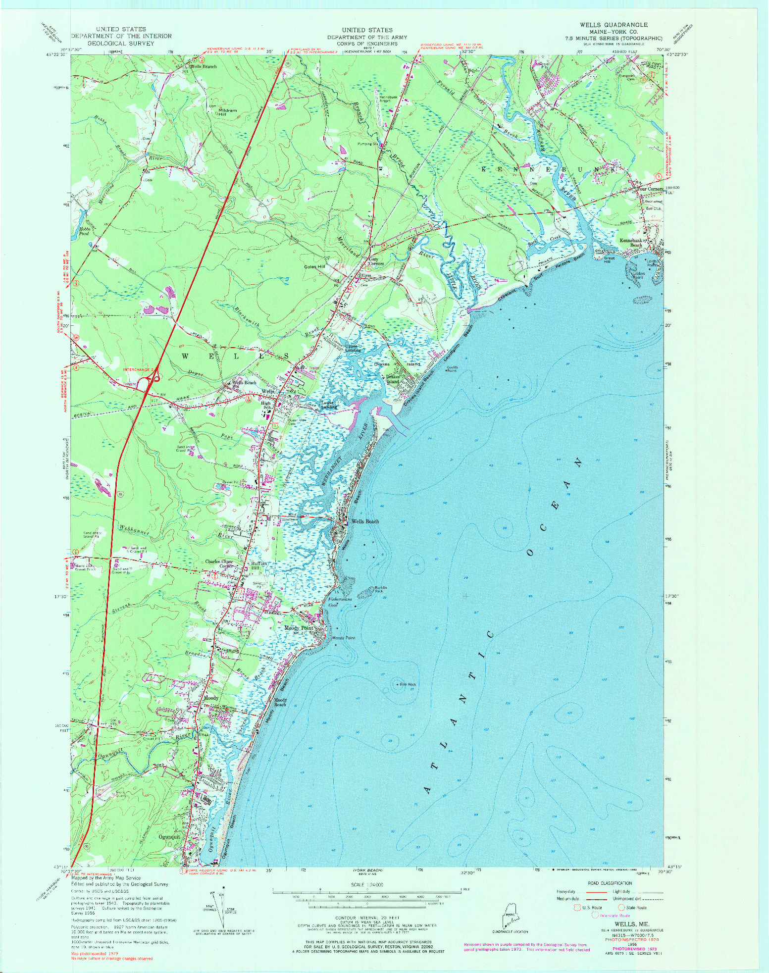 USGS 1:24000-SCALE QUADRANGLE FOR WELLS, ME 1956