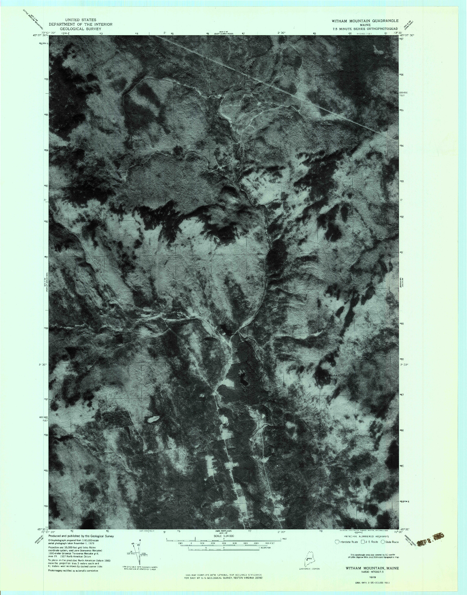 USGS 1:24000-SCALE QUADRANGLE FOR WITHAM MOUNTAIN, ME 1979