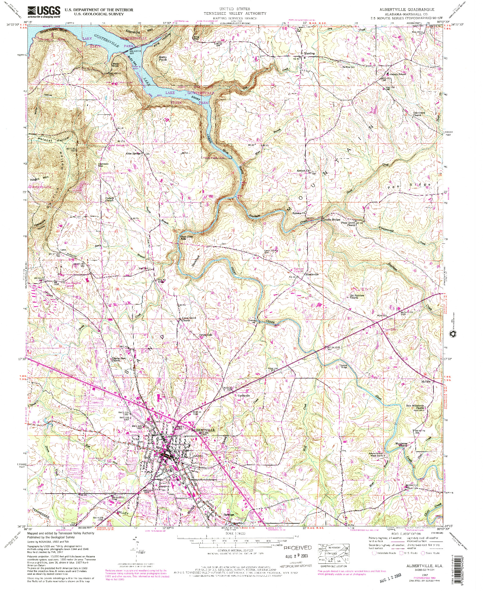 USGS 1:24000-SCALE QUADRANGLE FOR ALBERTVILLE, AL 1947
