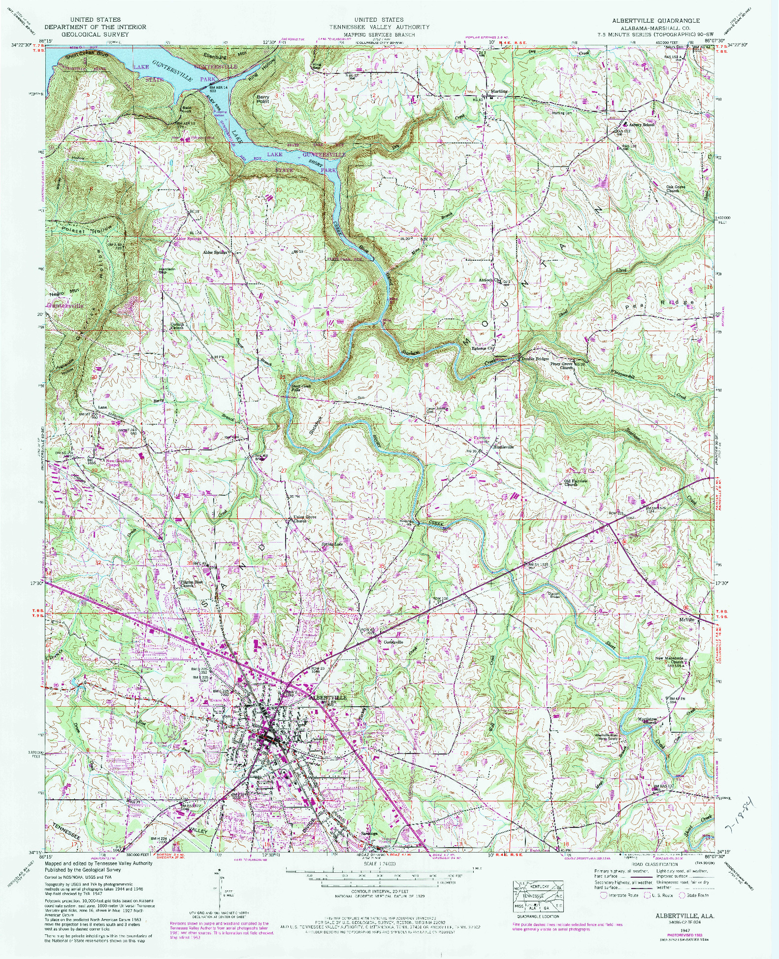 USGS 1:24000-SCALE QUADRANGLE FOR ALBERTVILLE, AL 1947