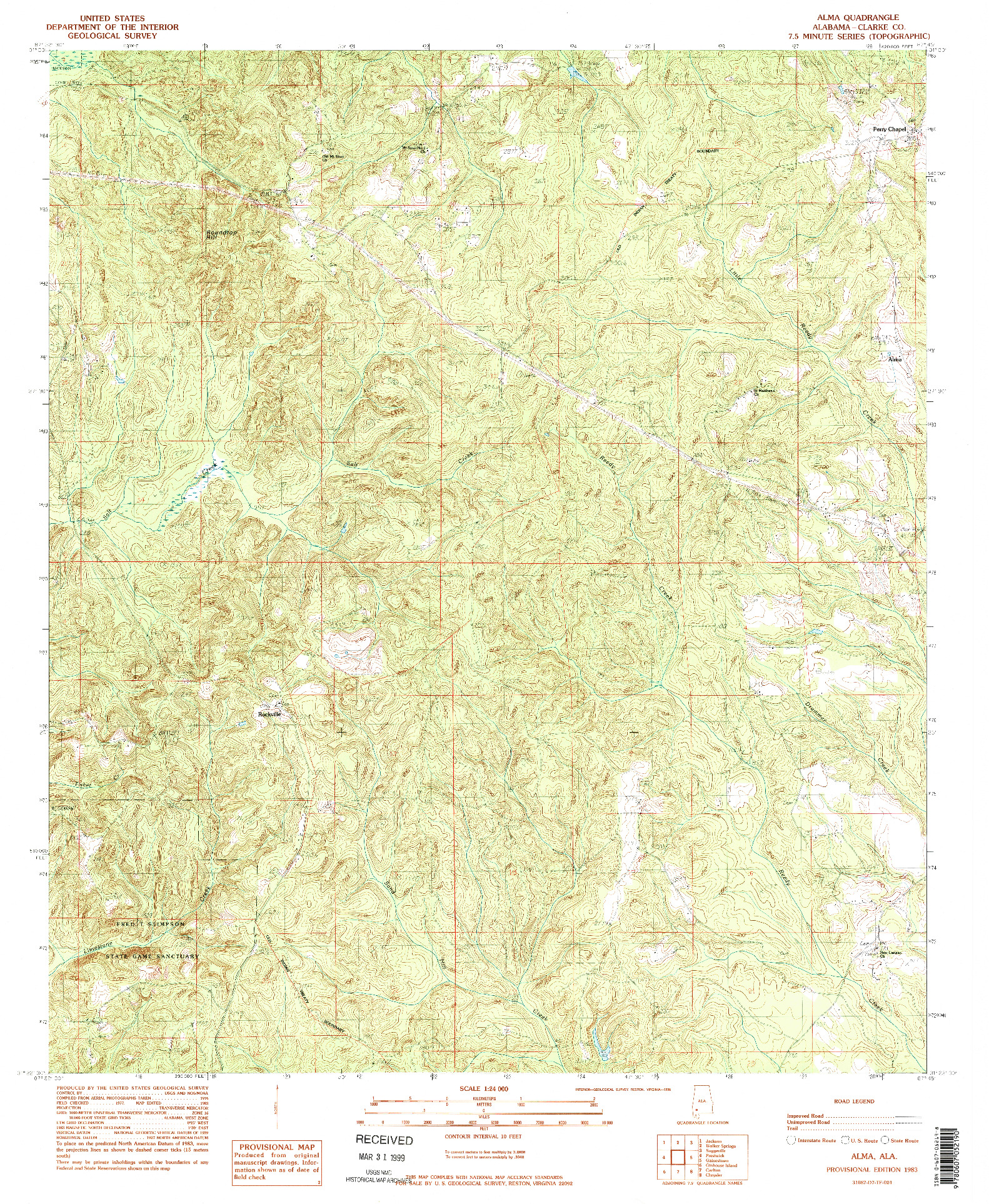 USGS 1:24000-SCALE QUADRANGLE FOR ALMA, AL 1983