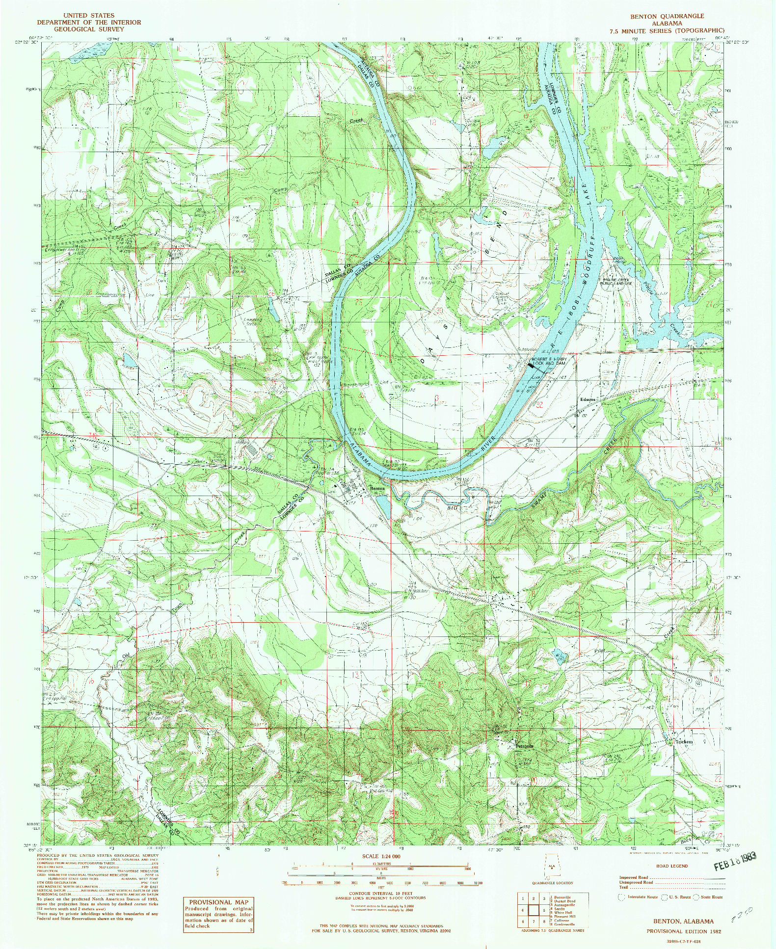 USGS 1:24000-SCALE QUADRANGLE FOR BENTON, AL 1982