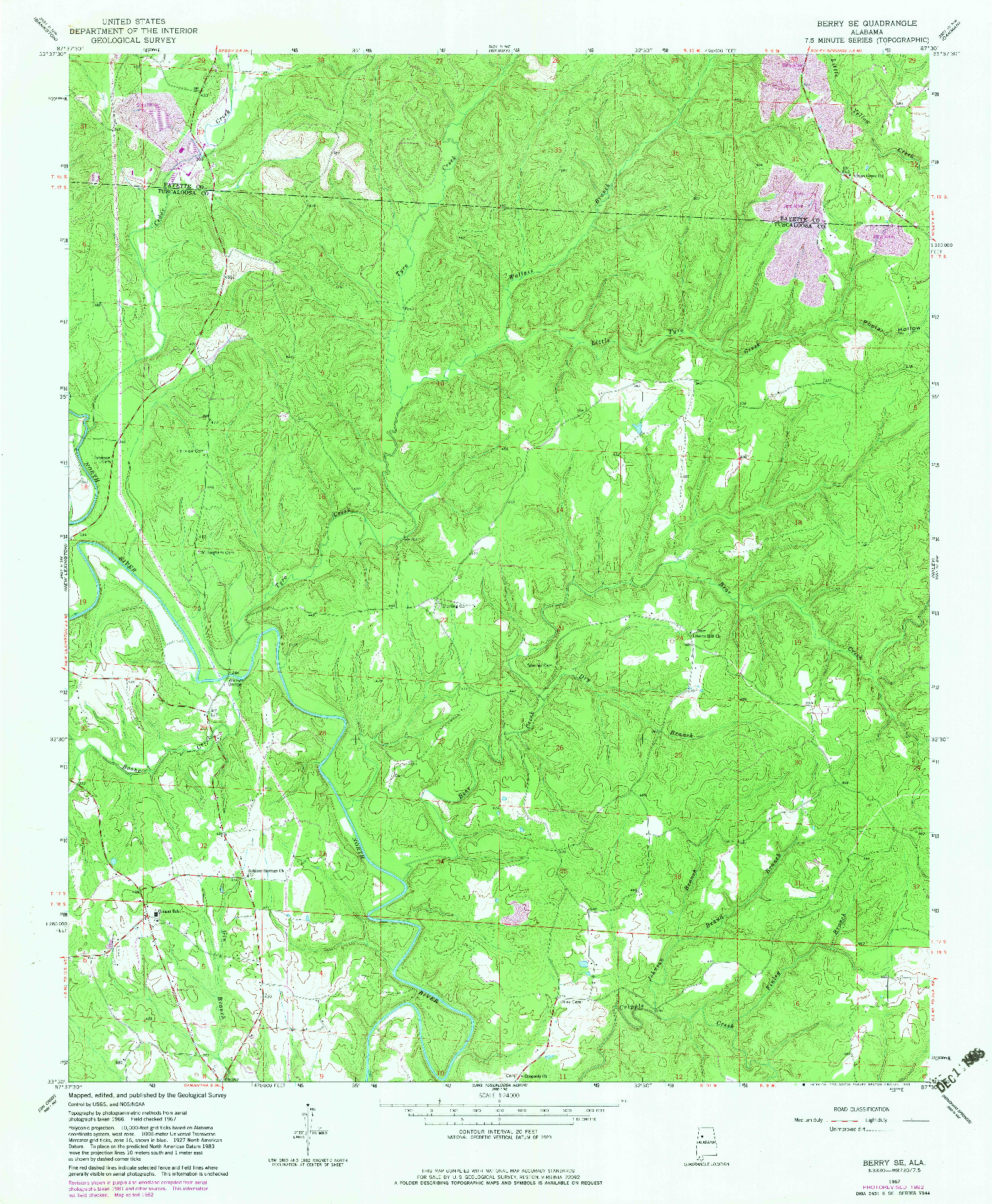 USGS 1:24000-SCALE QUADRANGLE FOR BERRY SE, AL 1967