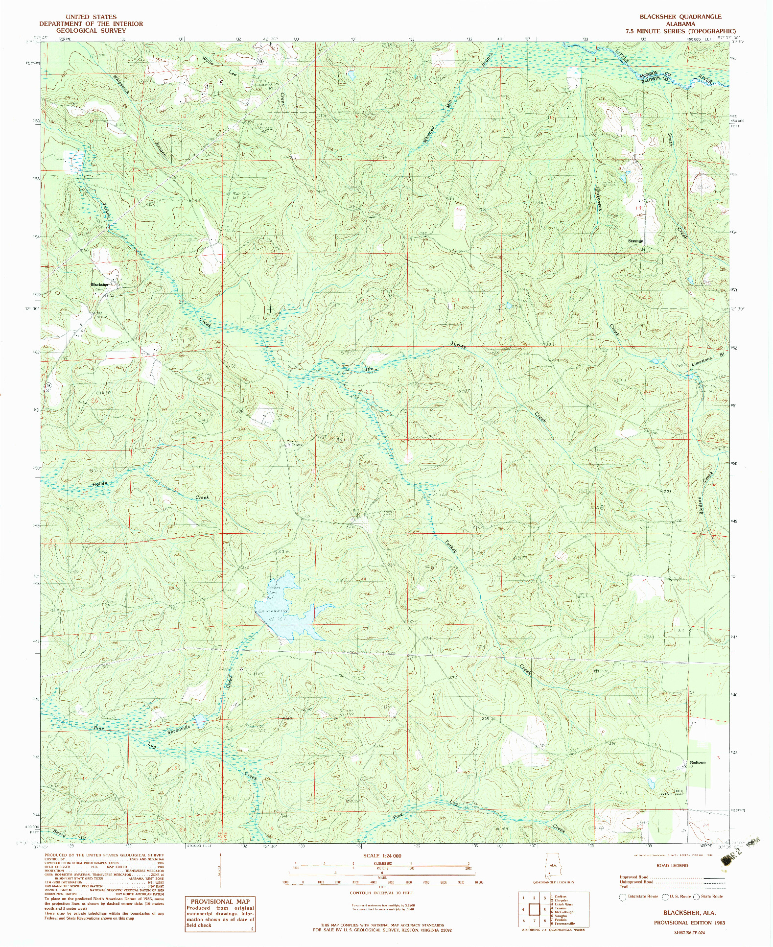 USGS 1:24000-SCALE QUADRANGLE FOR BLACKSHER, AL 1983