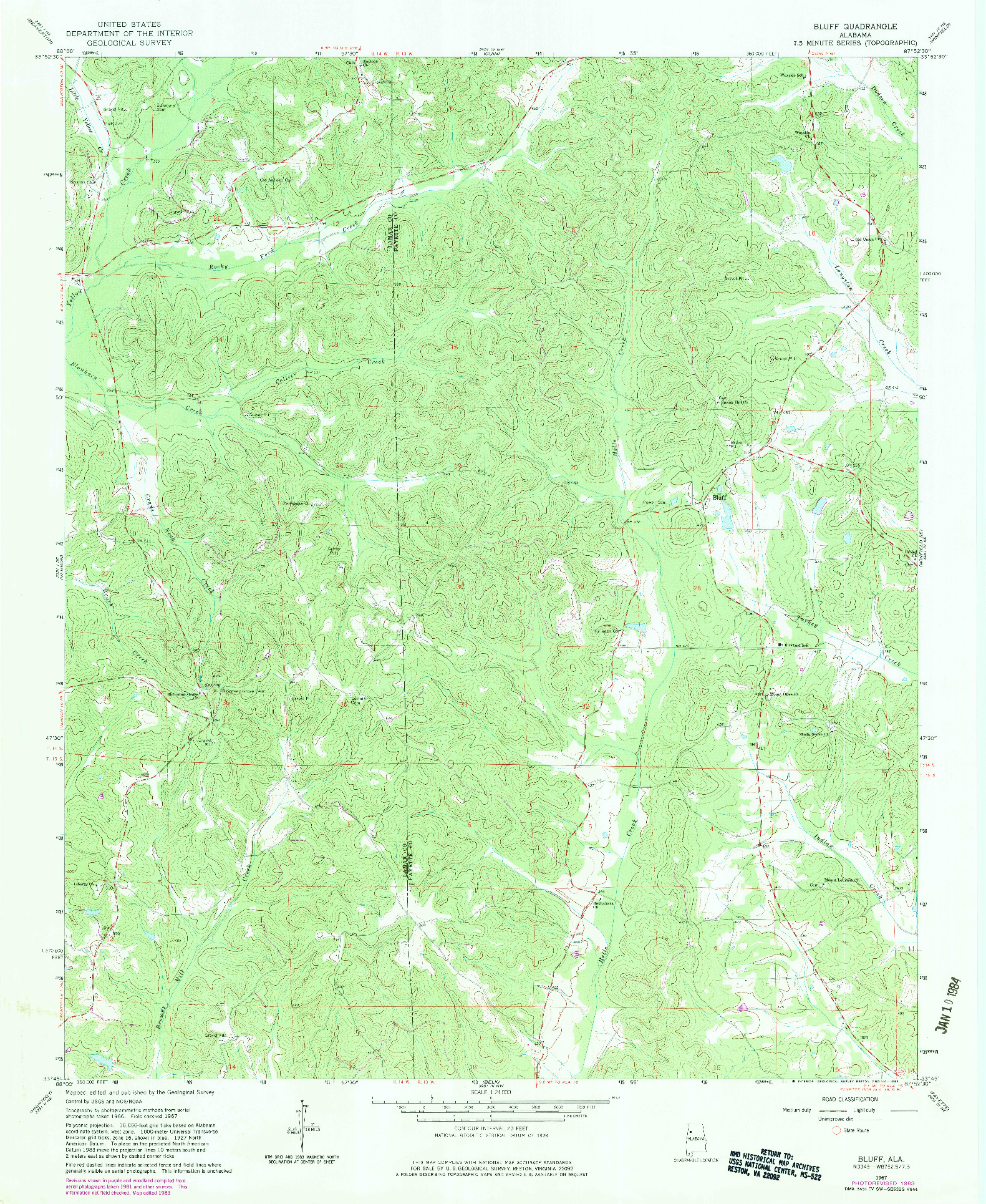 USGS 1:24000-SCALE QUADRANGLE FOR BLUFF, AL 1967