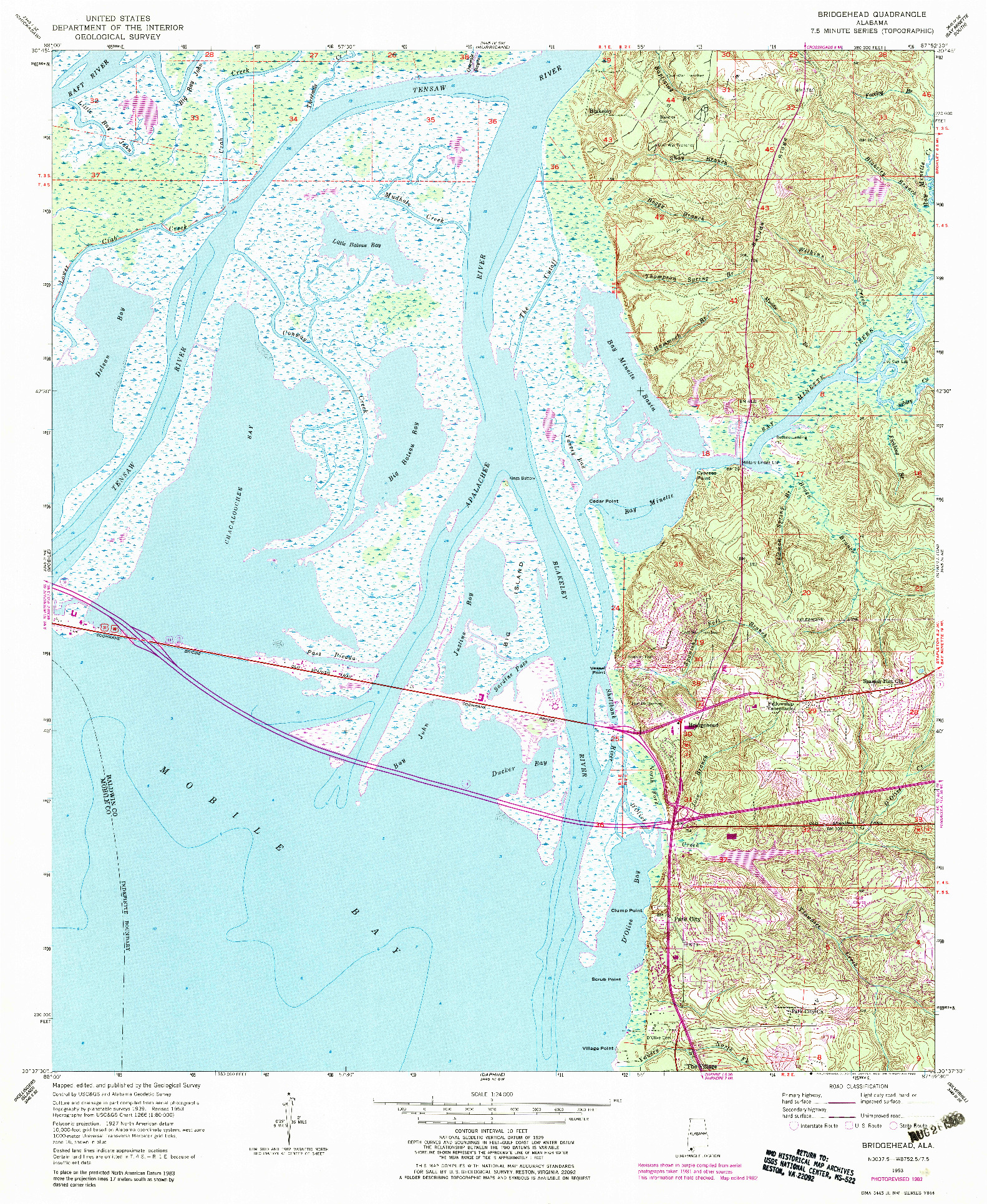 USGS 1:24000-SCALE QUADRANGLE FOR BRIDGEHEAD, AL 1953