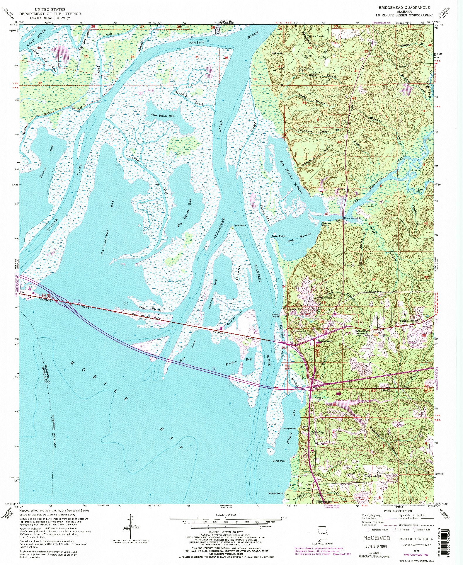 USGS 1:24000-SCALE QUADRANGLE FOR BRIDGEHEAD, AL 1953