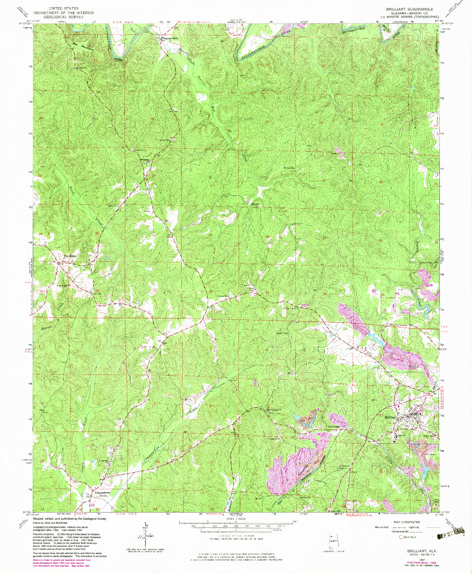 USGS 1:24000-SCALE QUADRANGLE FOR BRILLIANT, AL 1967
