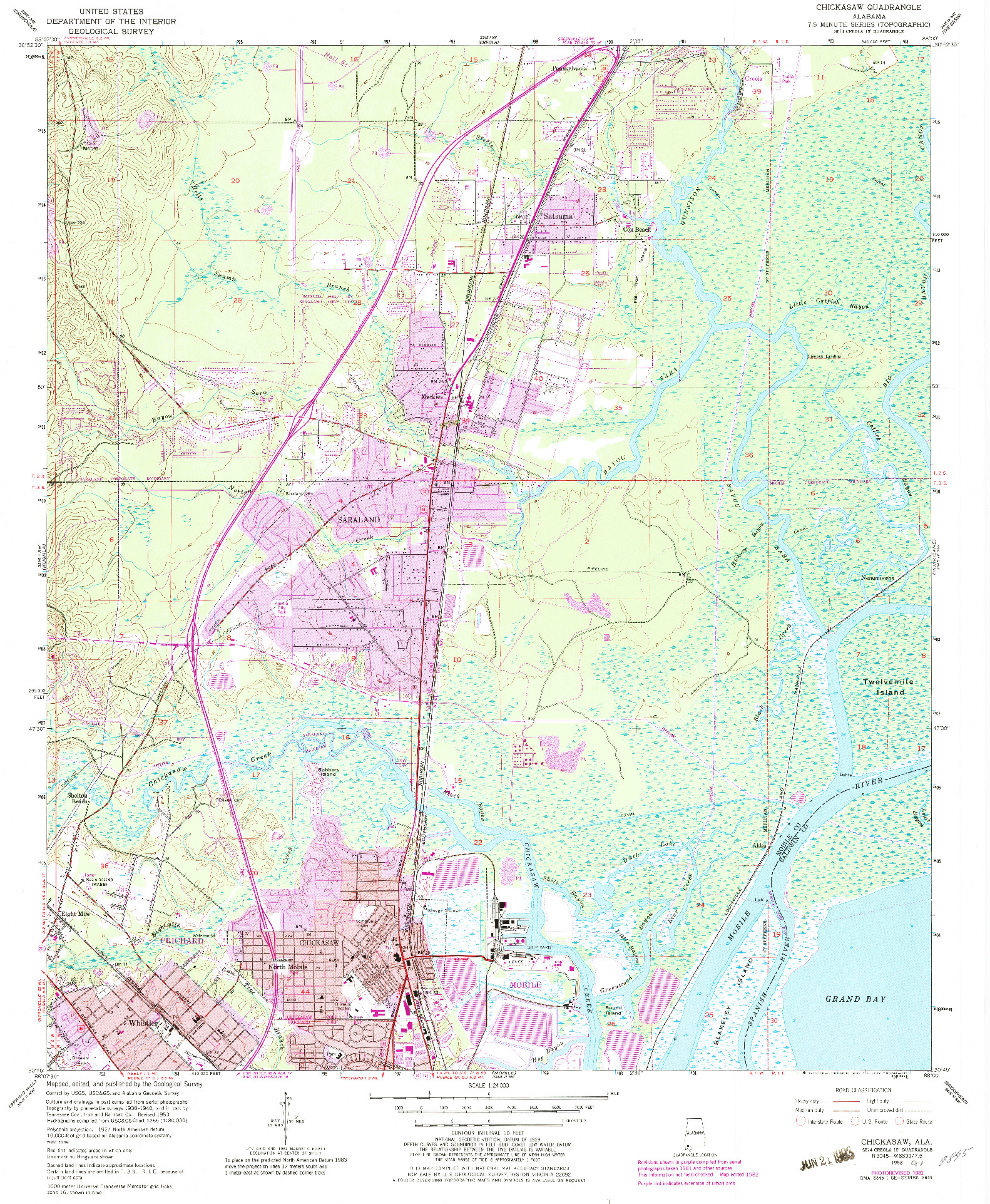 USGS 1:24000-SCALE QUADRANGLE FOR CHICKASAW, AL 1953