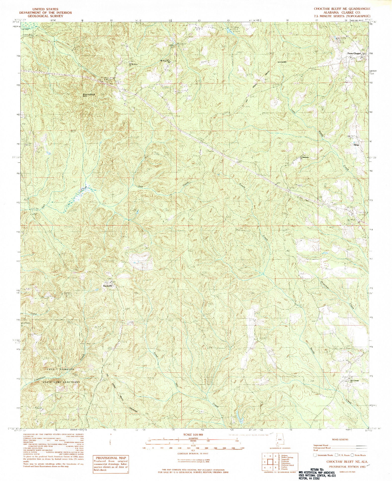 USGS 1:24000-SCALE QUADRANGLE FOR CHOCTAW BLUFF NE, AL 1983