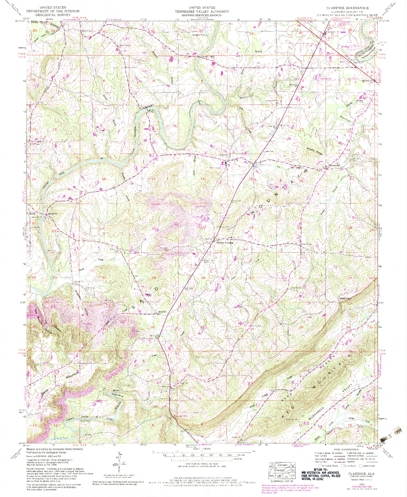 USGS 1:24000-SCALE QUADRANGLE FOR CLARENCE, AL 1958