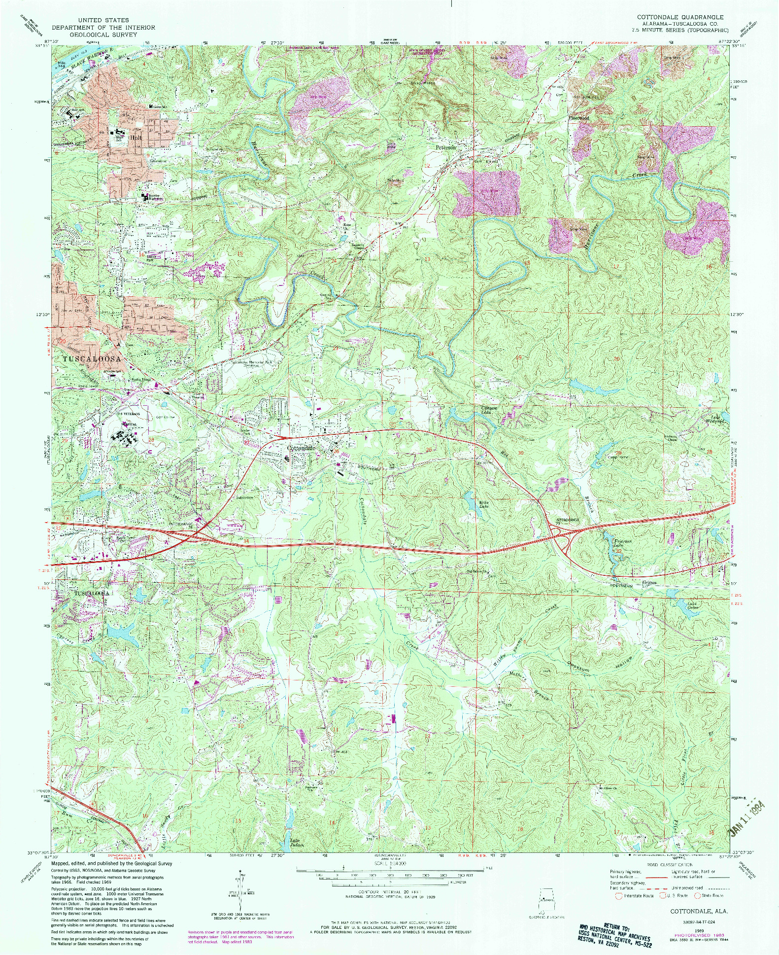 USGS 1:24000-SCALE QUADRANGLE FOR COTTONDALE, AL 1969