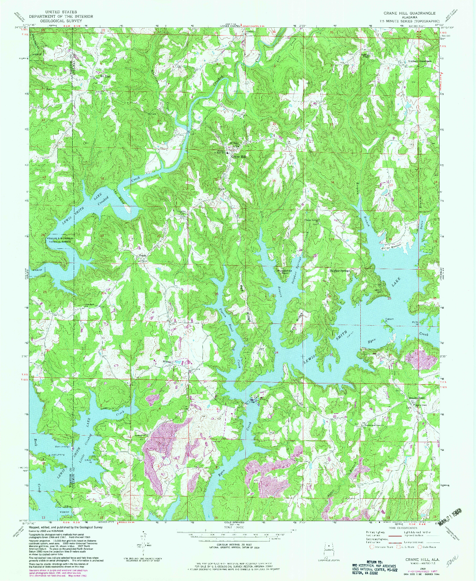 USGS 1:24000-SCALE QUADRANGLE FOR CRANE HILL, AL 1969