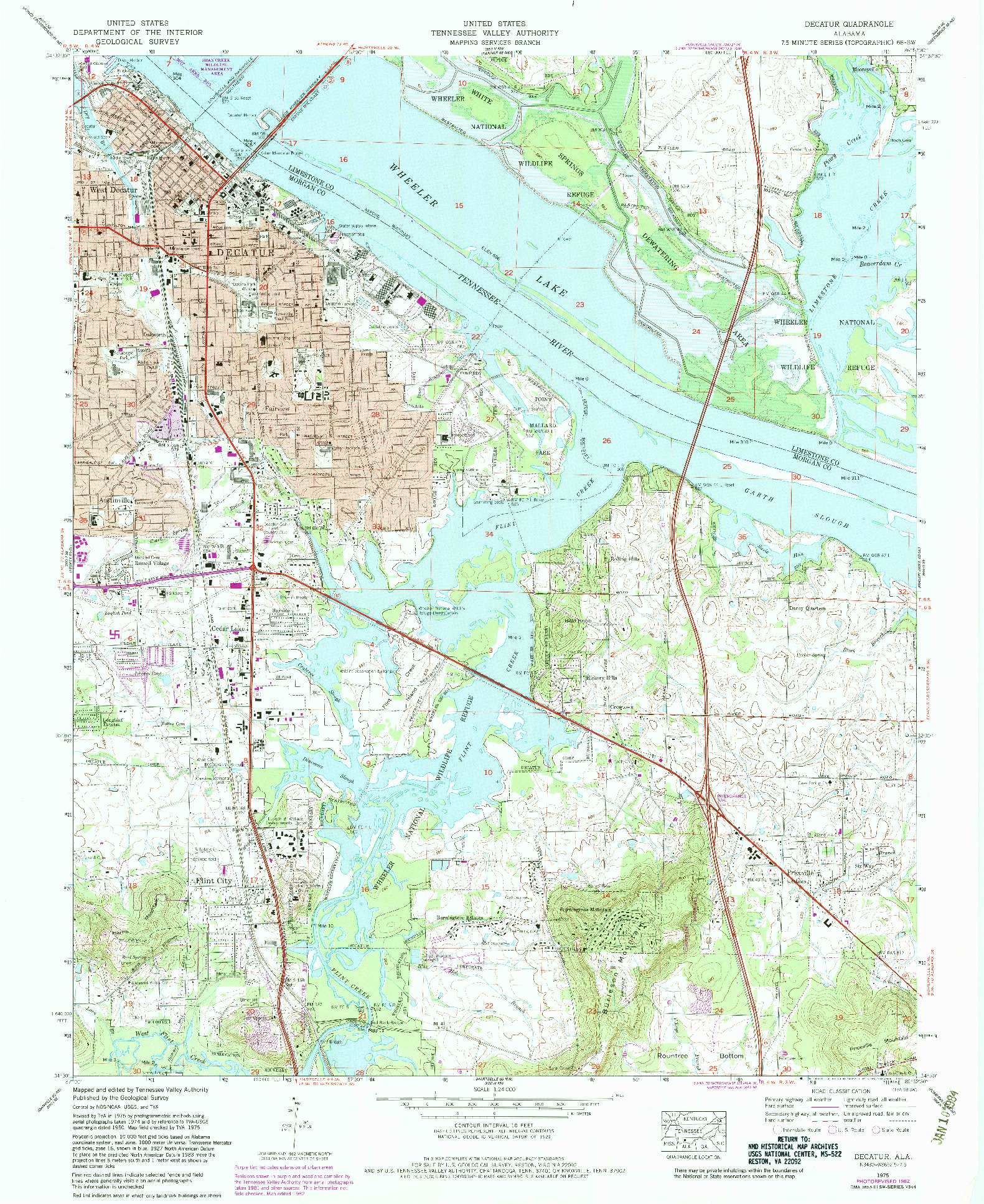 USGS 1:24000-SCALE QUADRANGLE FOR DECATUR, AL 1975