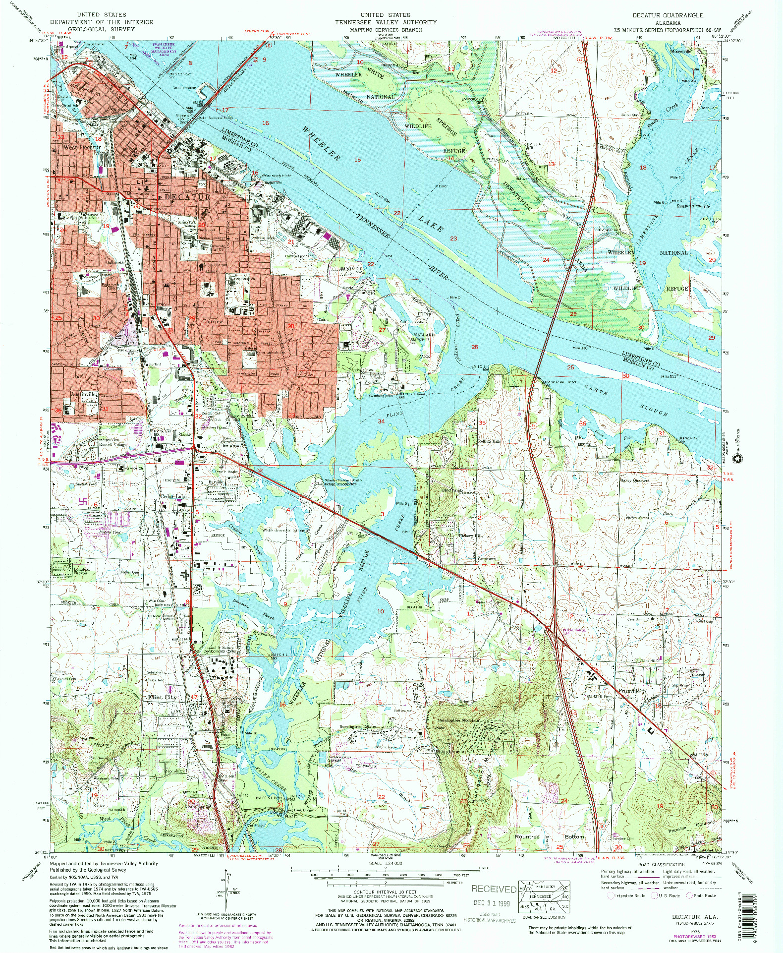 USGS 1:24000-SCALE QUADRANGLE FOR DECATUR, AL 1975