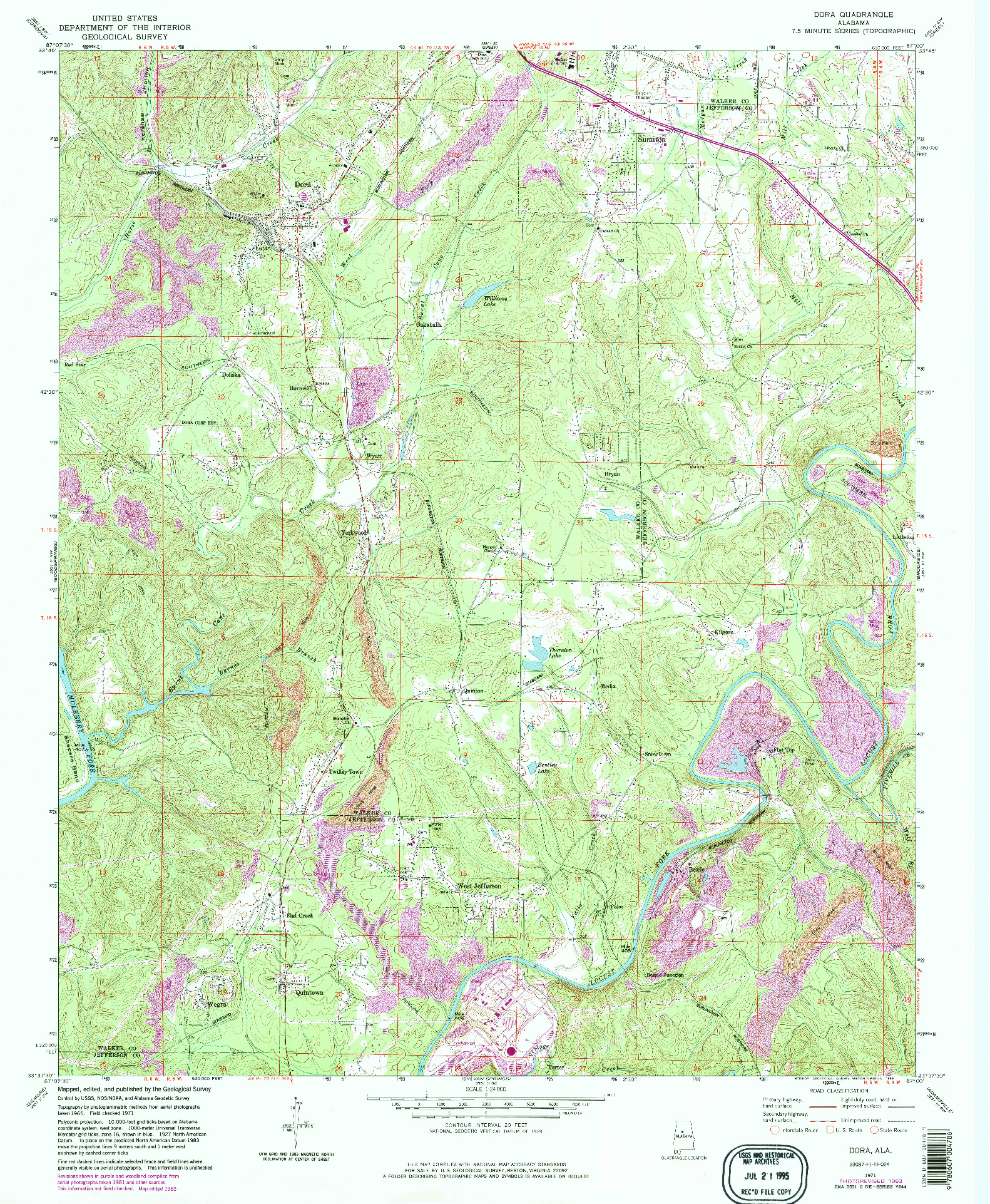 USGS 1:24000-SCALE QUADRANGLE FOR DORA, AL 1971