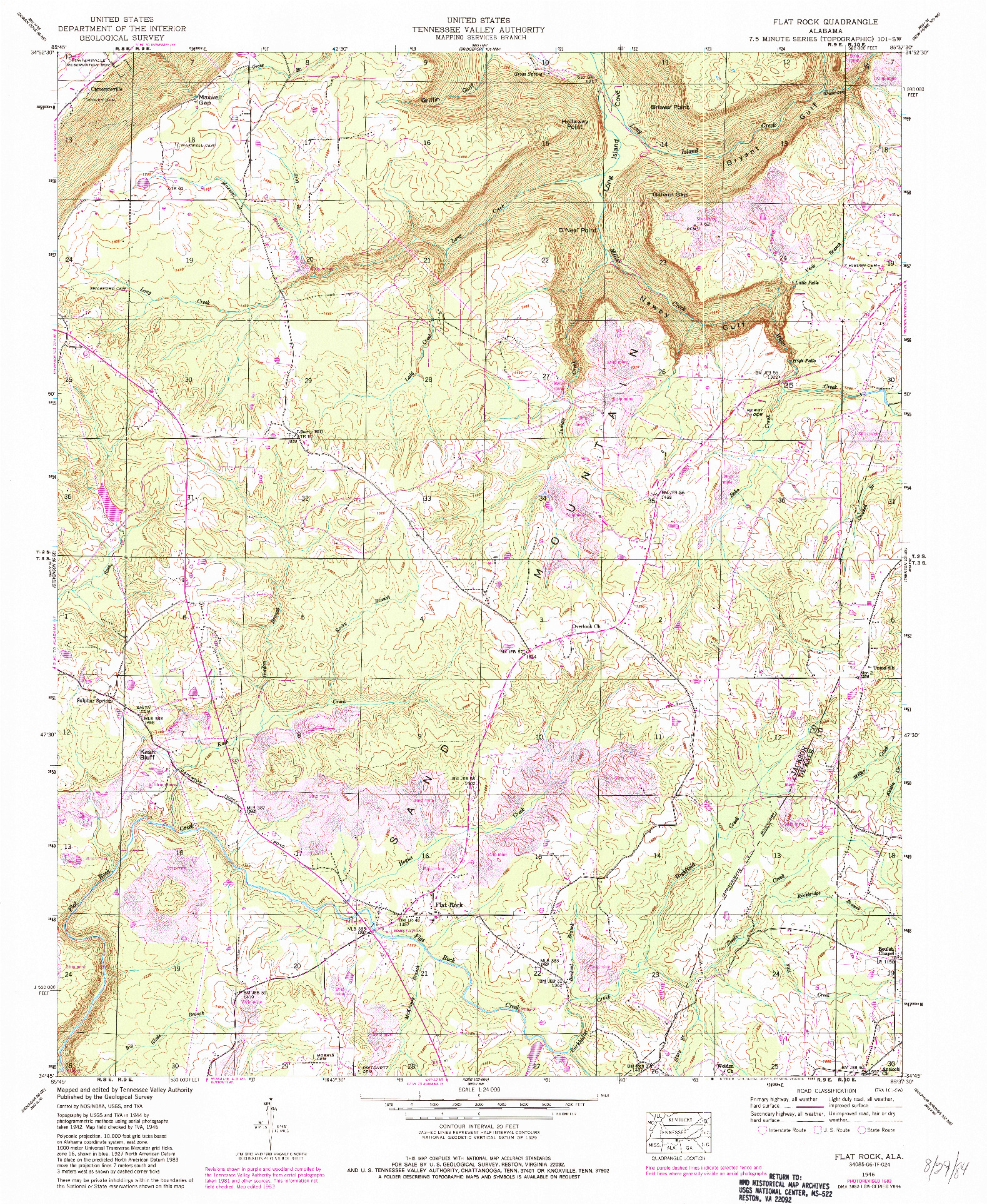 USGS 1:24000-SCALE QUADRANGLE FOR FLAT ROCK, AL 1946