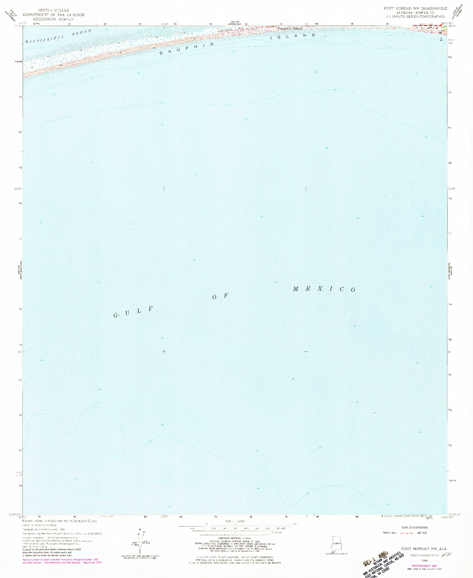 USGS 1:24000-SCALE QUADRANGLE FOR FORT MORGAN NW, AL 1958