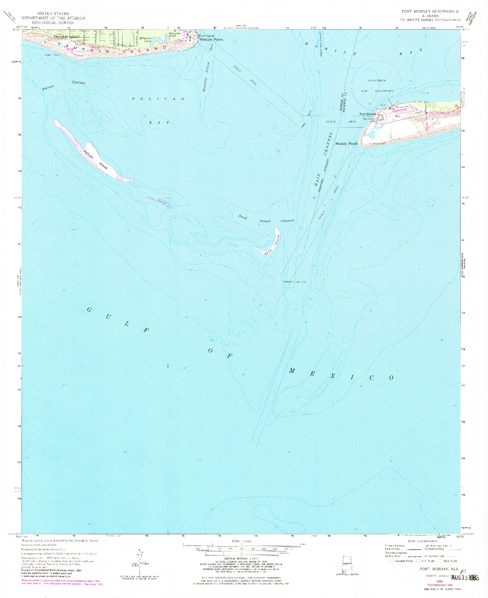 USGS 1:24000-SCALE QUADRANGLE FOR FORT MORGAN, AL 1958