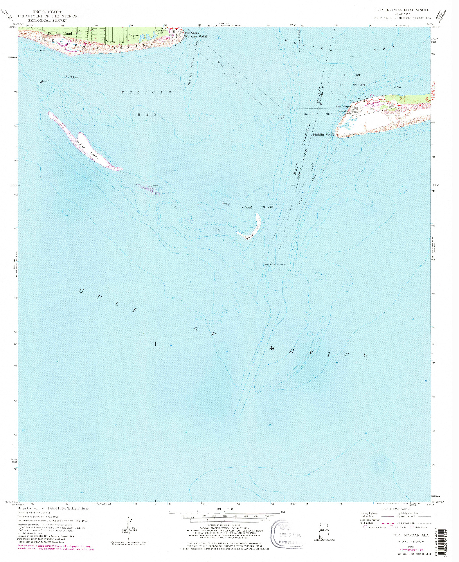 USGS 1:24000-SCALE QUADRANGLE FOR FORT MORGAN, AL 1958