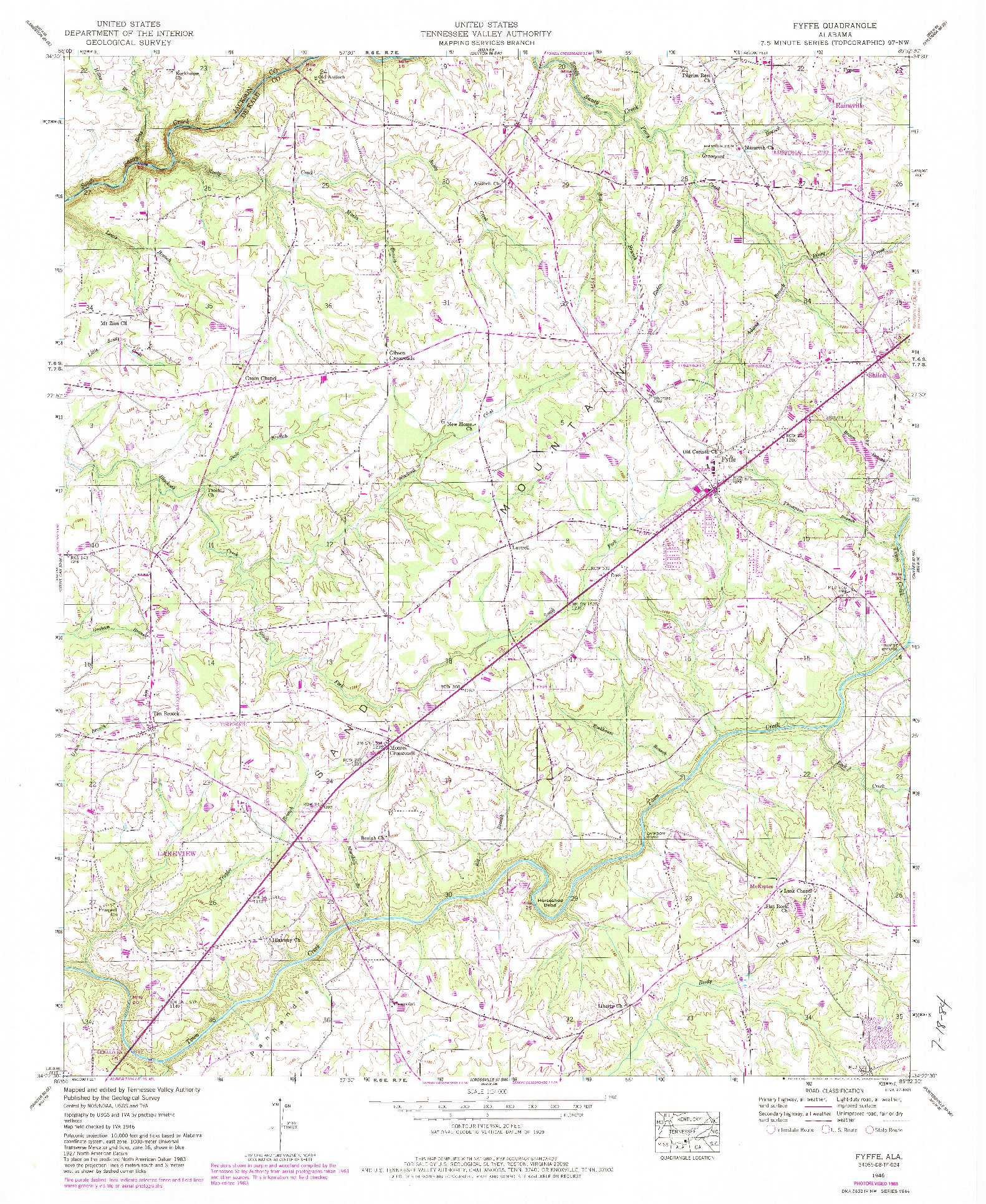 USGS 1:24000-SCALE QUADRANGLE FOR FYFFE, AL 1946