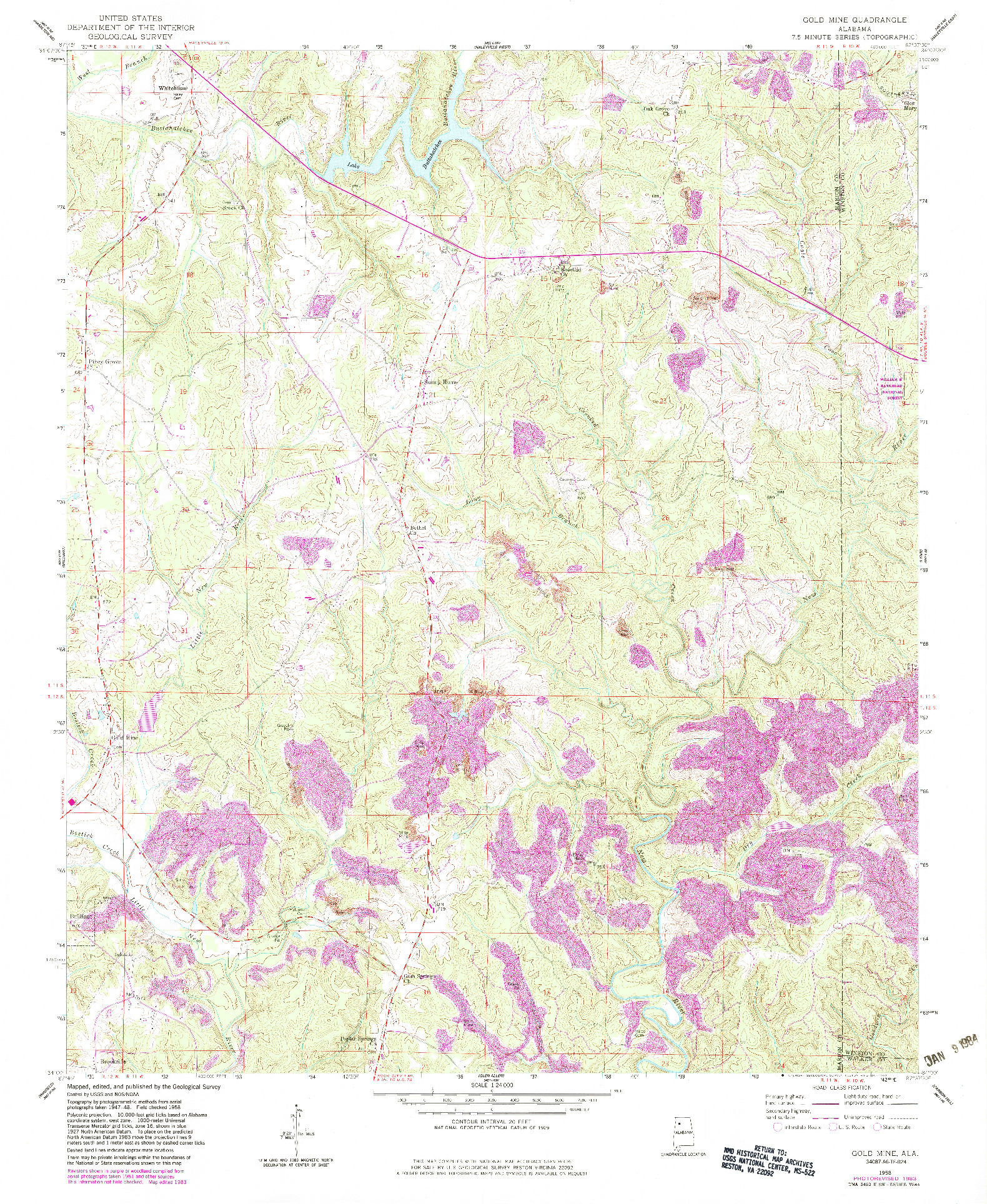 USGS 1:24000-SCALE QUADRANGLE FOR GOLD MINE, AL 1958