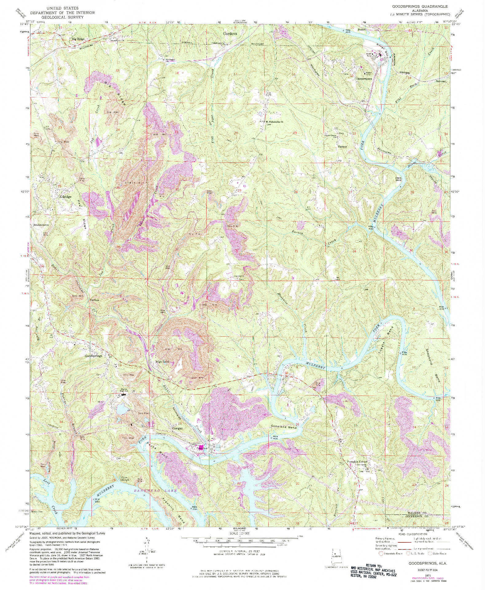 USGS 1:24000-SCALE QUADRANGLE FOR GOODSPRINGS, AL 1971